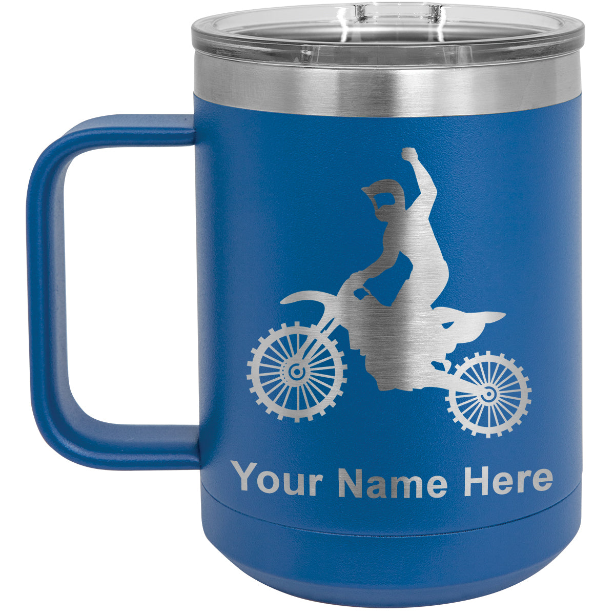 15oz Vacuum Insulated Coffee Mug, Motocross, Personalized Engraving Included