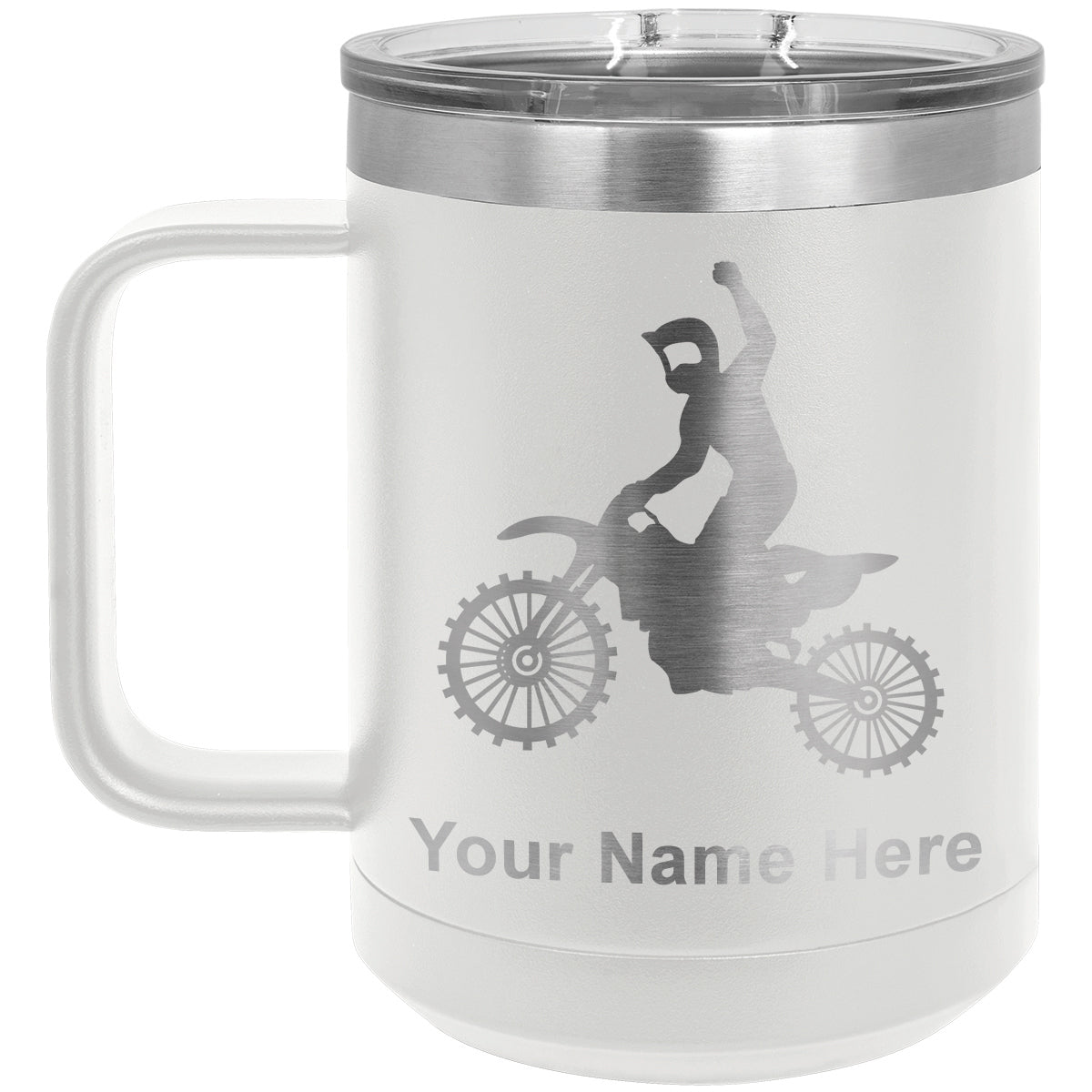 15oz Vacuum Insulated Coffee Mug, Motocross, Personalized Engraving Included