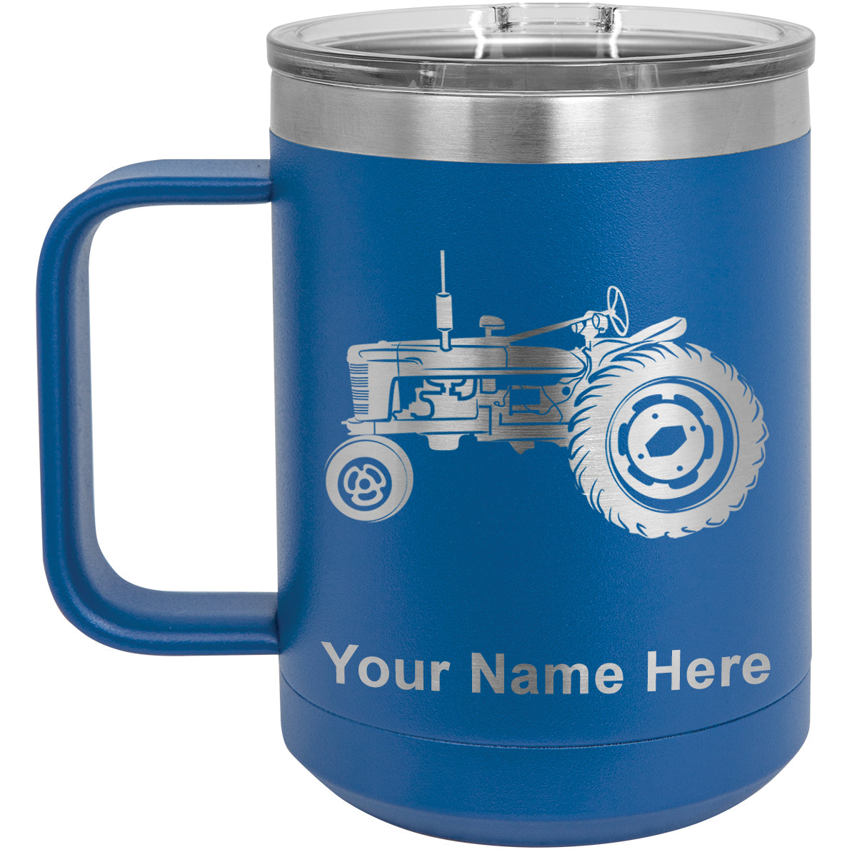15oz Vacuum Insulated Coffee Mug, Old Farm Tractor, Personalized Engraving Included