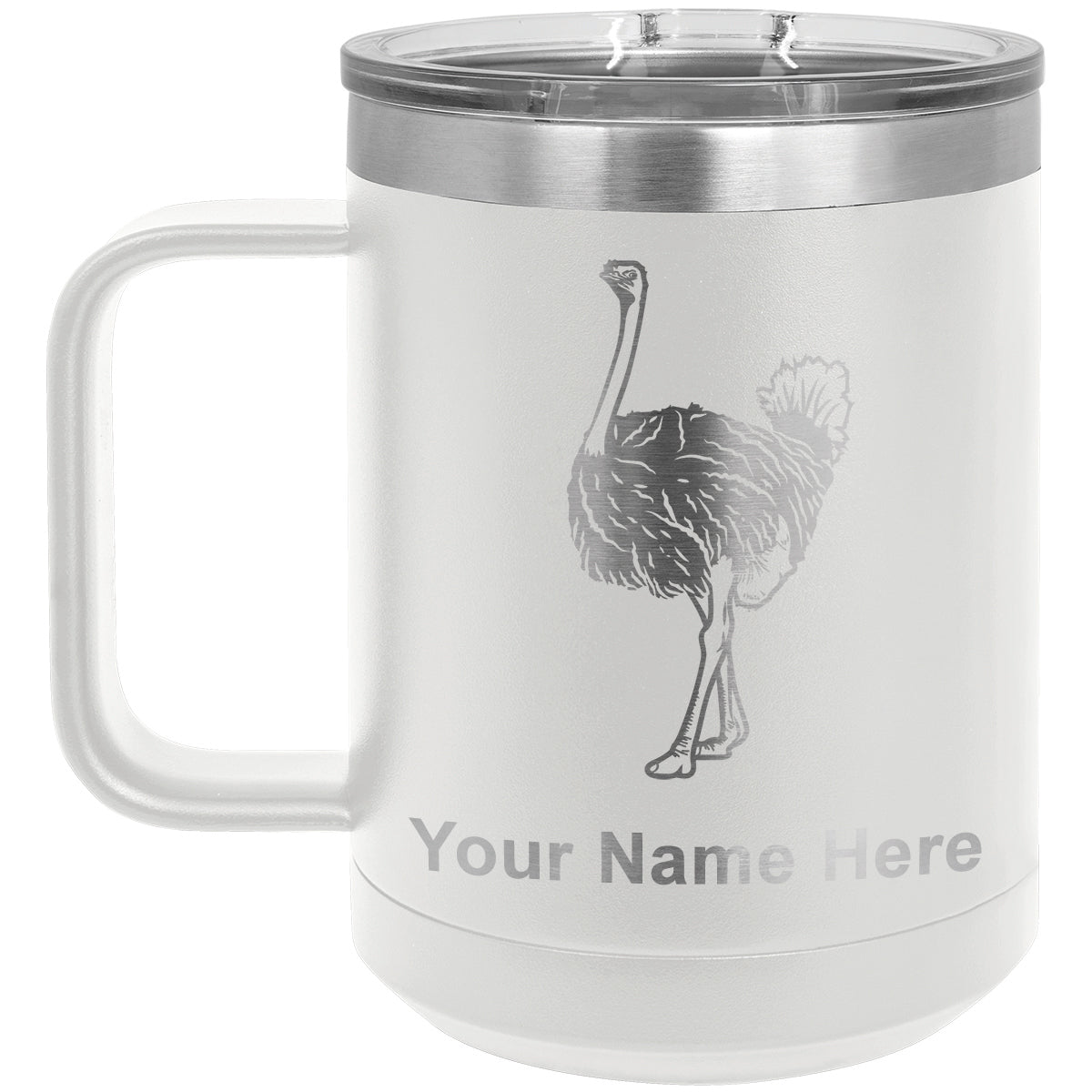 15oz Vacuum Insulated Coffee Mug, Ostrich, Personalized Engraving Included