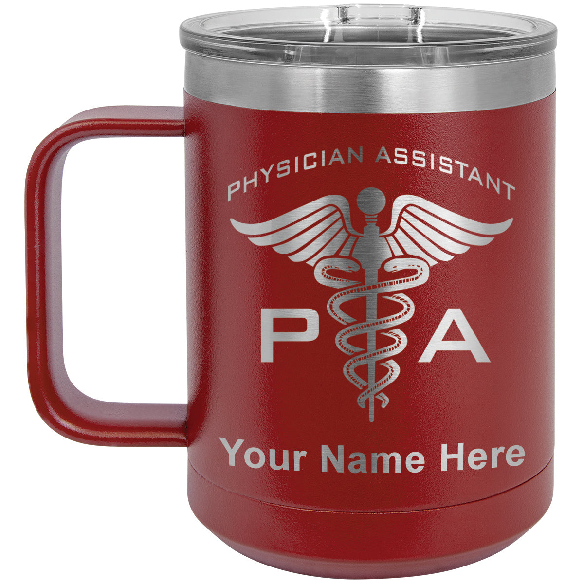 15oz Vacuum Insulated Coffee Mug, PA Physician Assistant, Personalized Engraving Included