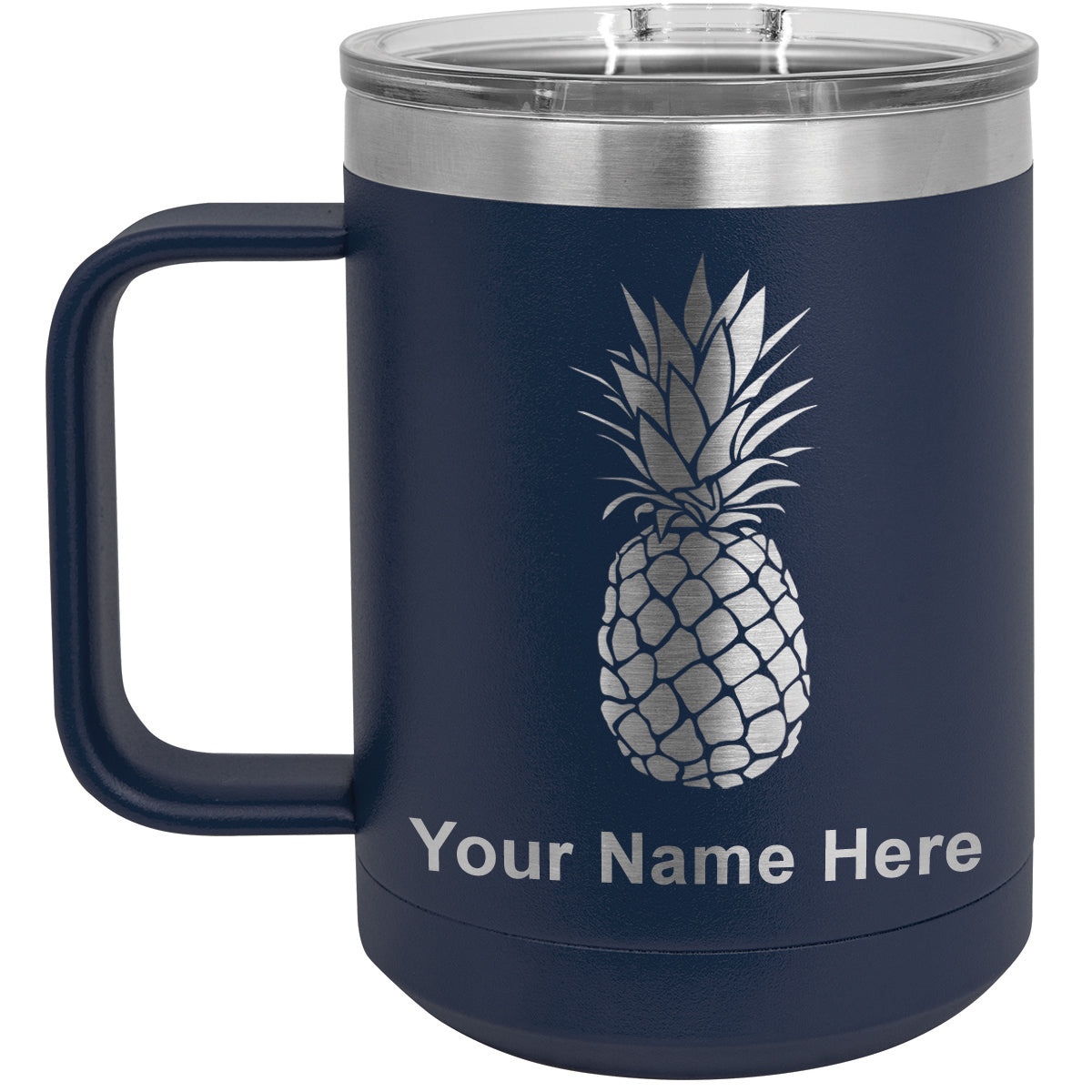 15oz Vacuum Insulated Coffee Mug, Pineapple, Personalized Engraving Included