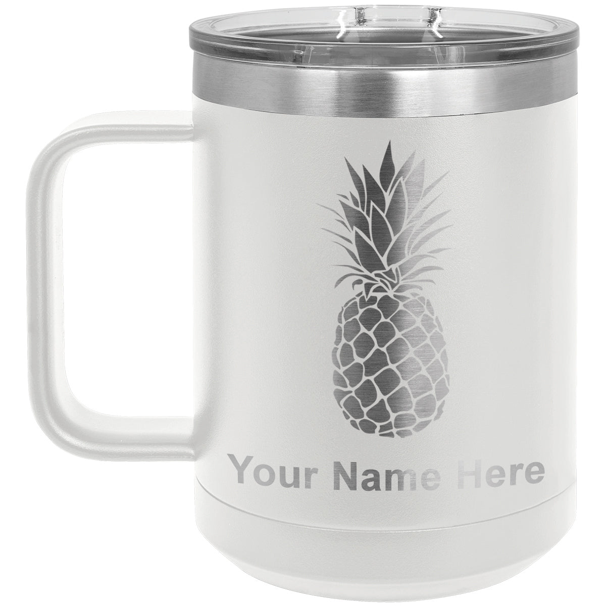 15oz Vacuum Insulated Coffee Mug, Pineapple, Personalized Engraving Included