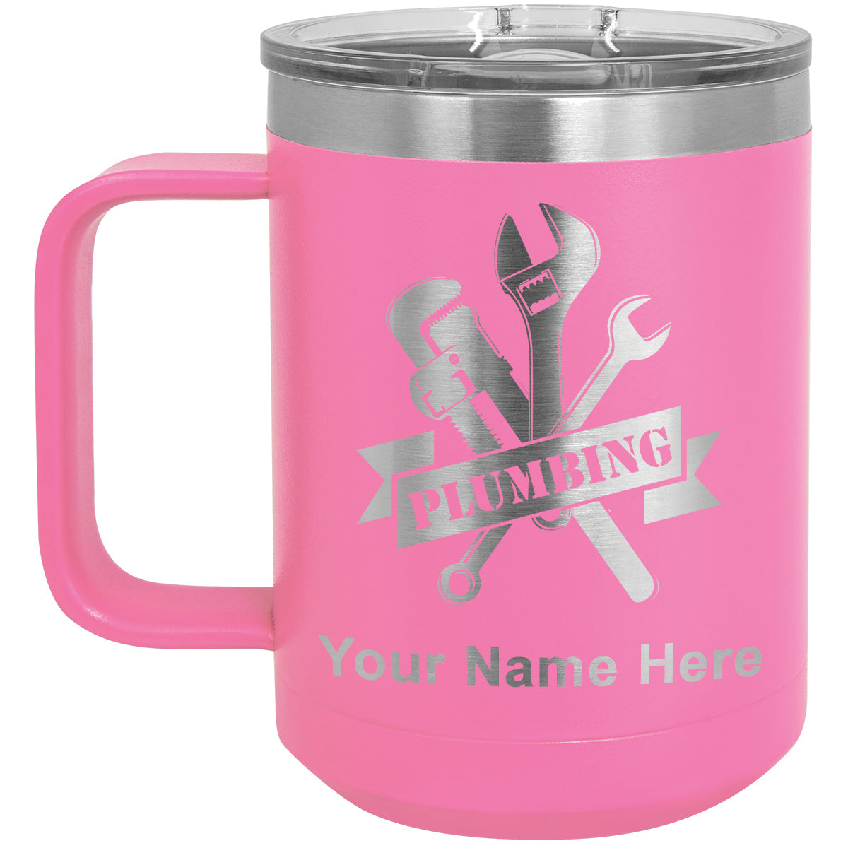 15oz Vacuum Insulated Coffee Mug, Plumbing, Personalized Engraving Included