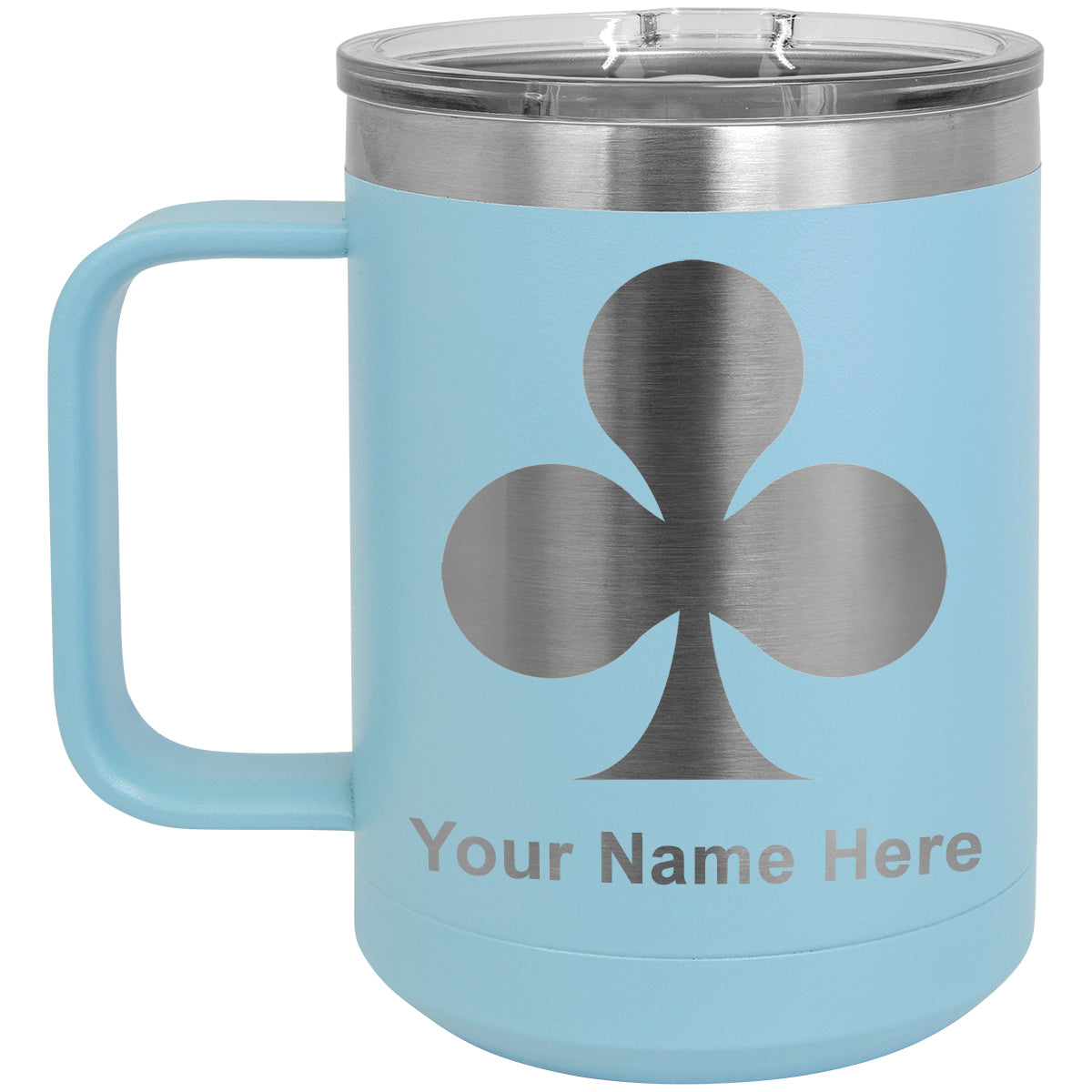 15oz Vacuum Insulated Coffee Mug, Poker Clubs, Personalized Engraving Included