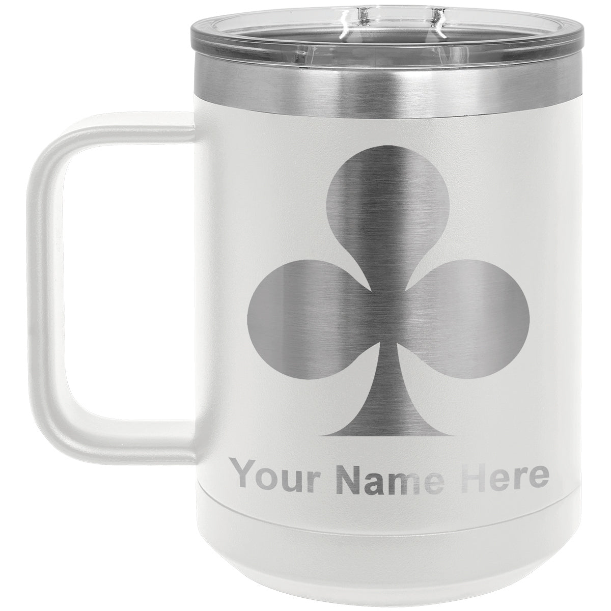 15oz Vacuum Insulated Coffee Mug, Poker Clubs, Personalized Engraving Included
