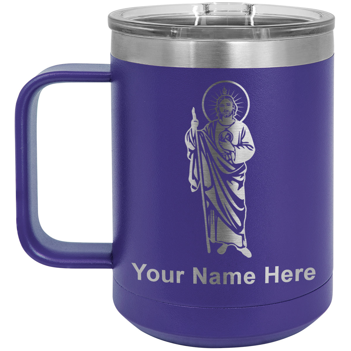 15oz Vacuum Insulated Coffee Mug, Saint Jude, Personalized Engraving Included