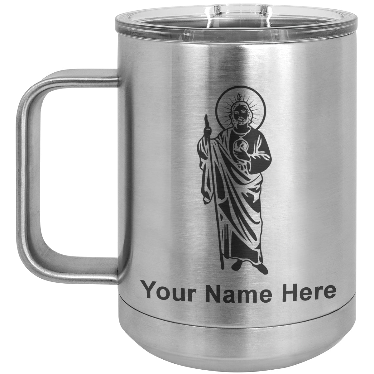 15oz Vacuum Insulated Coffee Mug, Saint Jude, Personalized Engraving Included