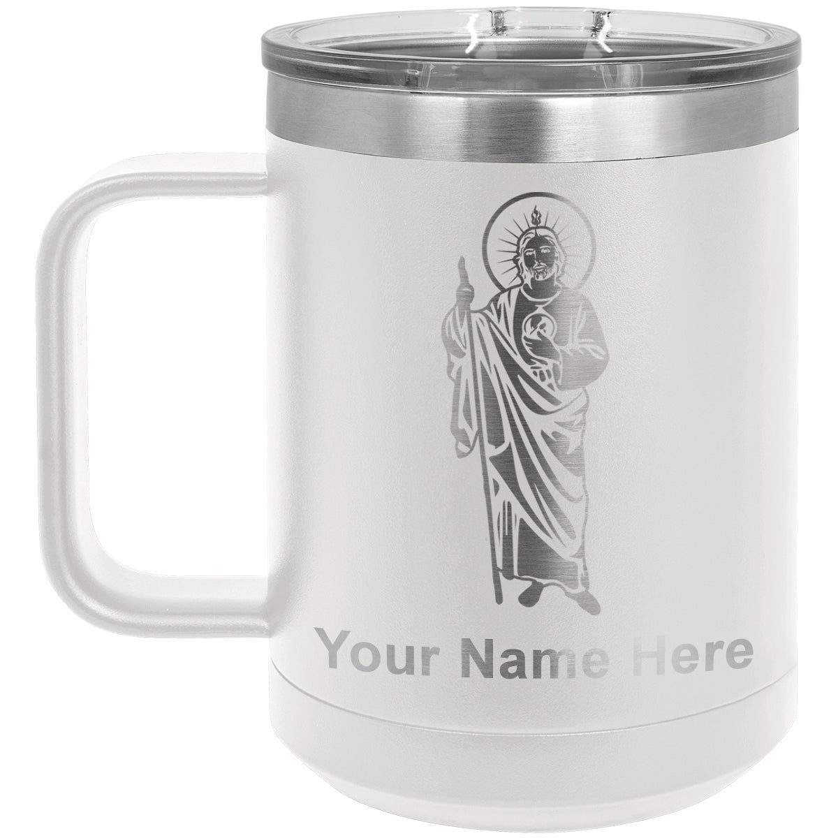15oz Vacuum Insulated Coffee Mug, Saint Jude, Personalized Engraving Included