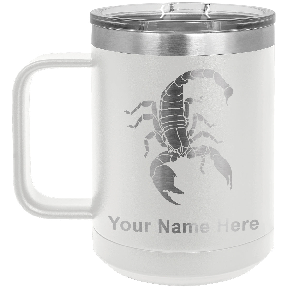 15oz Vacuum Insulated Coffee Mug, Scorpion, Personalized Engraving Included
