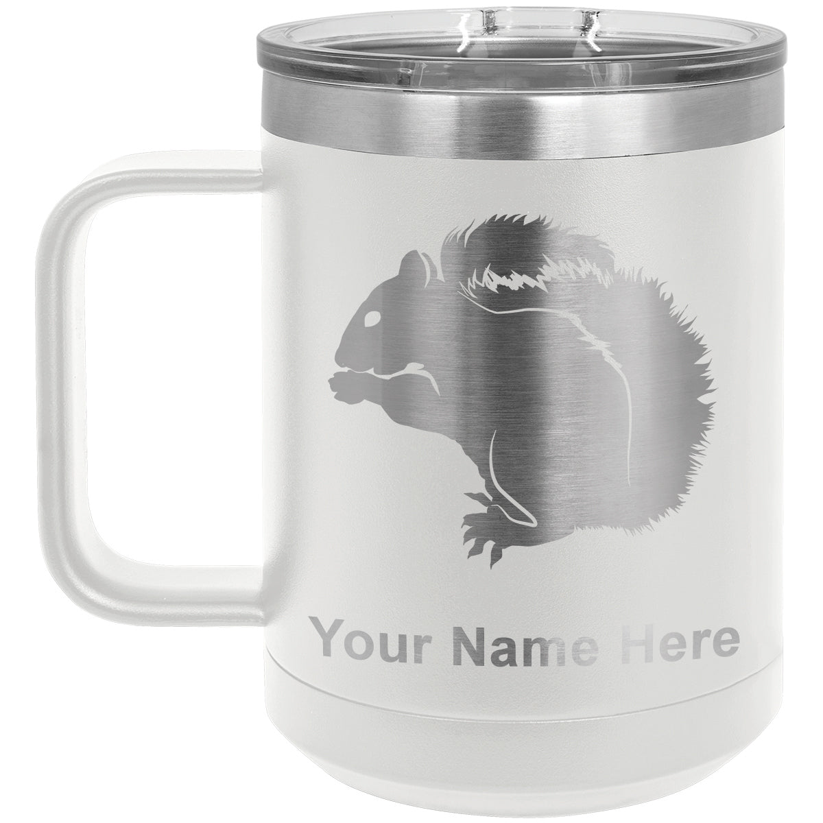 15oz Vacuum Insulated Coffee Mug, Squirrel, Personalized Engraving Included