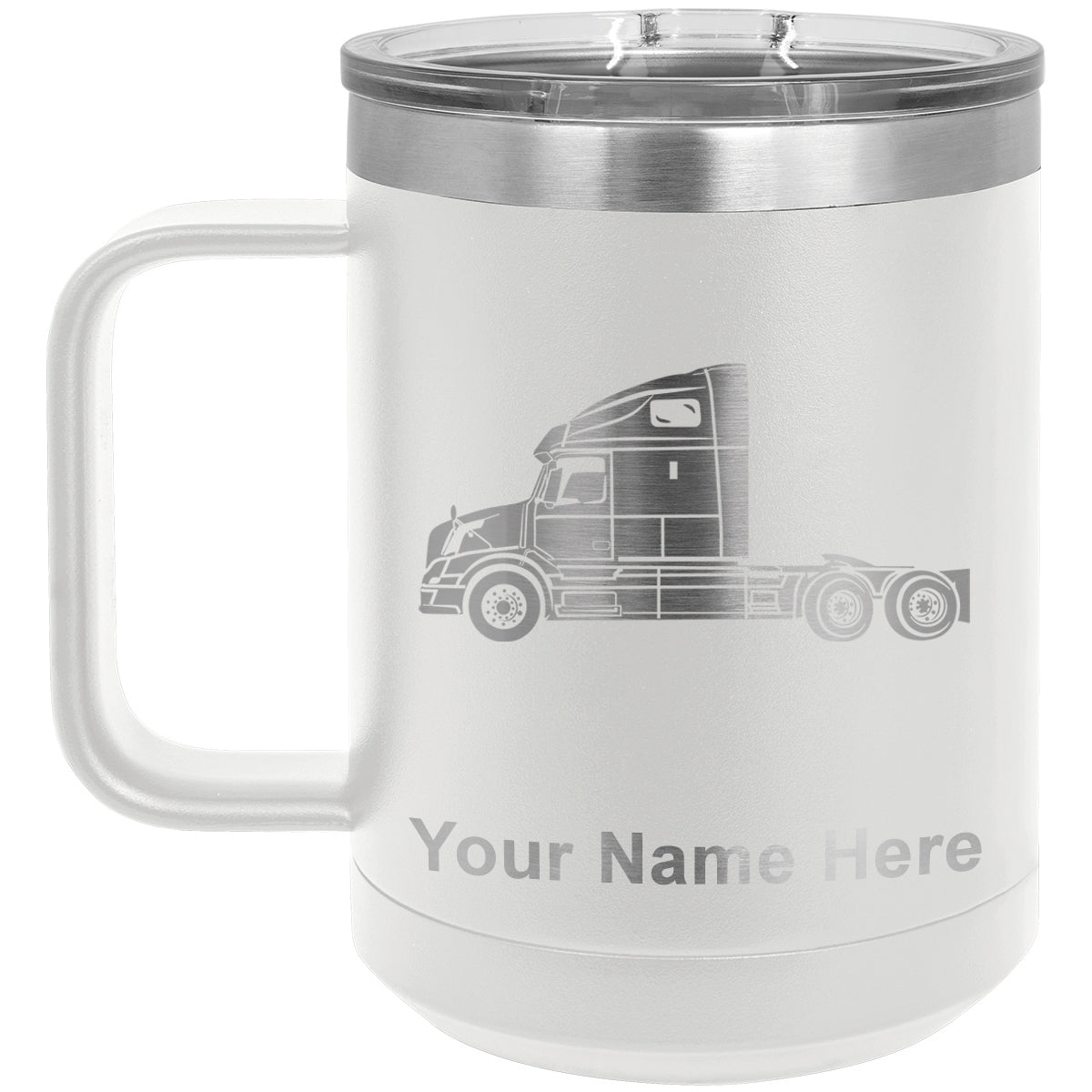 15oz Vacuum Insulated Coffee Mug, Truck Cab, Personalized Engraving Included