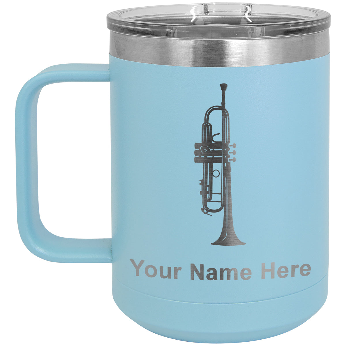 15oz Vacuum Insulated Coffee Mug, Trumpet, Personalized Engraving Included