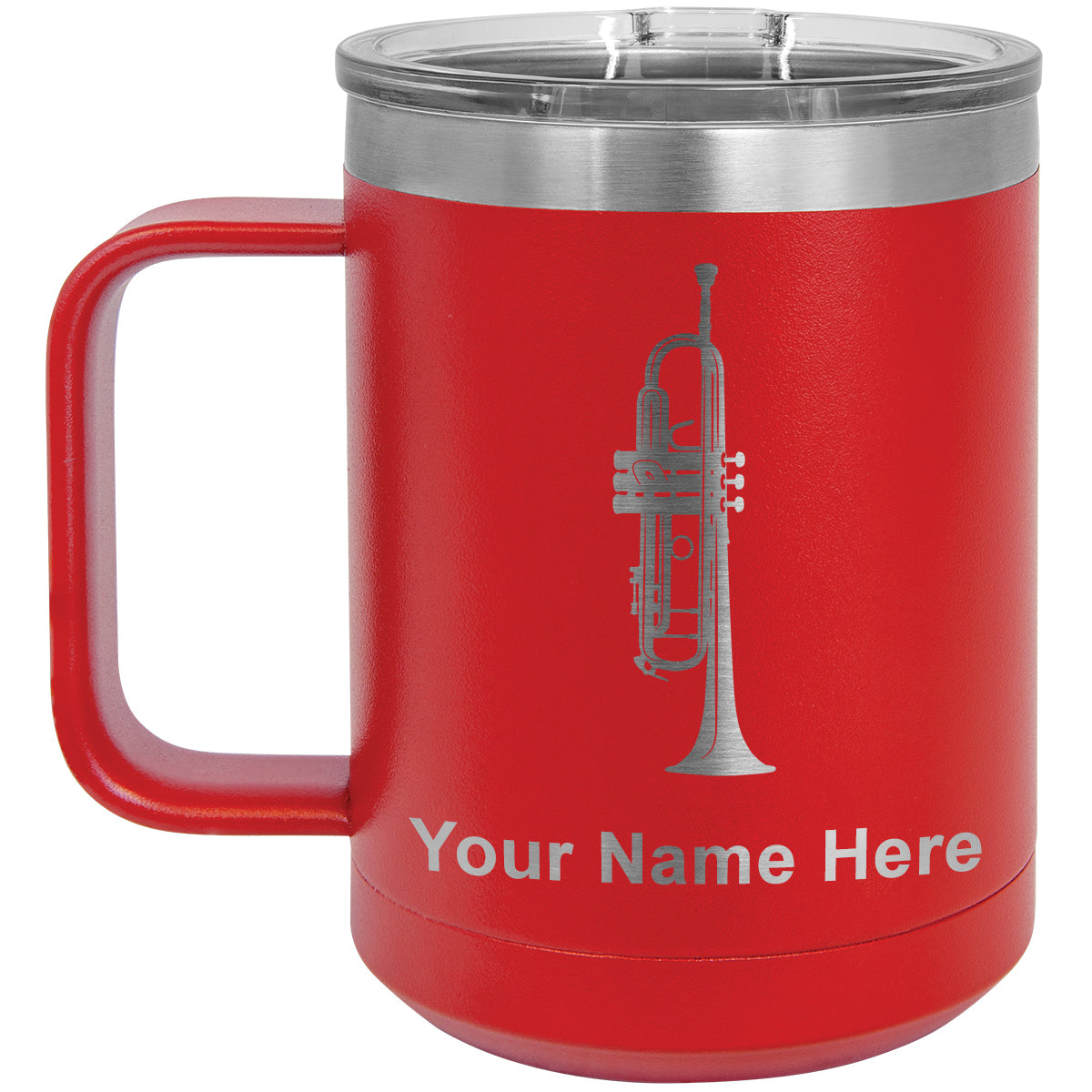15oz Vacuum Insulated Coffee Mug, Trumpet, Personalized Engraving Included