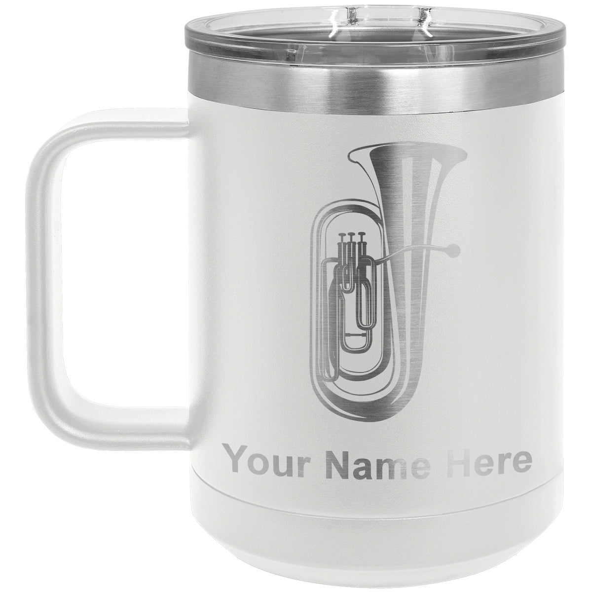 15oz Vacuum Insulated Coffee Mug, Tuba, Personalized Engraving Included