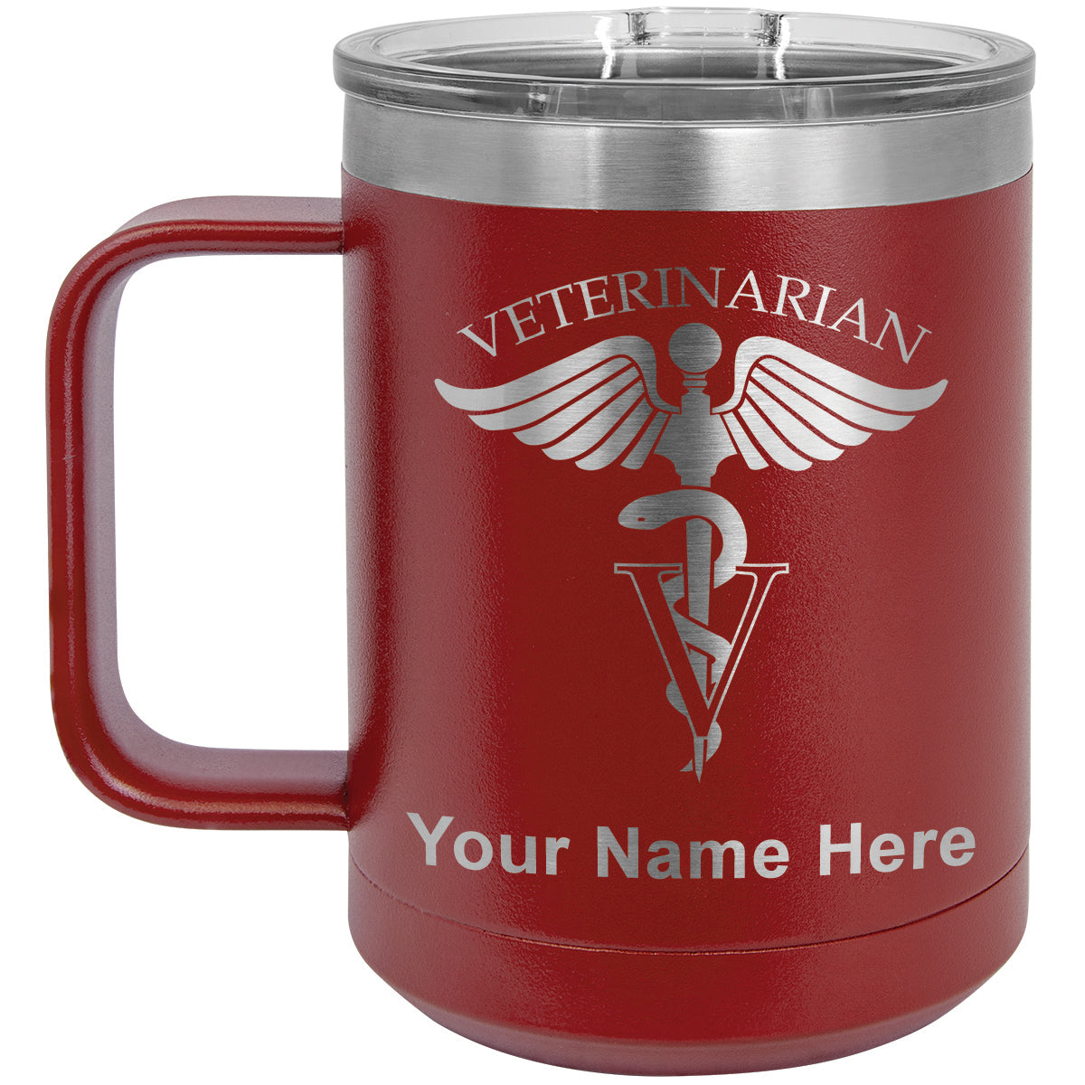 15oz Vacuum Insulated Coffee Mug, Veterinarian, Personalized Engraving Included