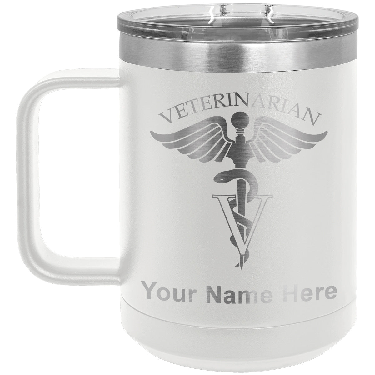 15oz Vacuum Insulated Coffee Mug, Veterinarian, Personalized Engraving Included