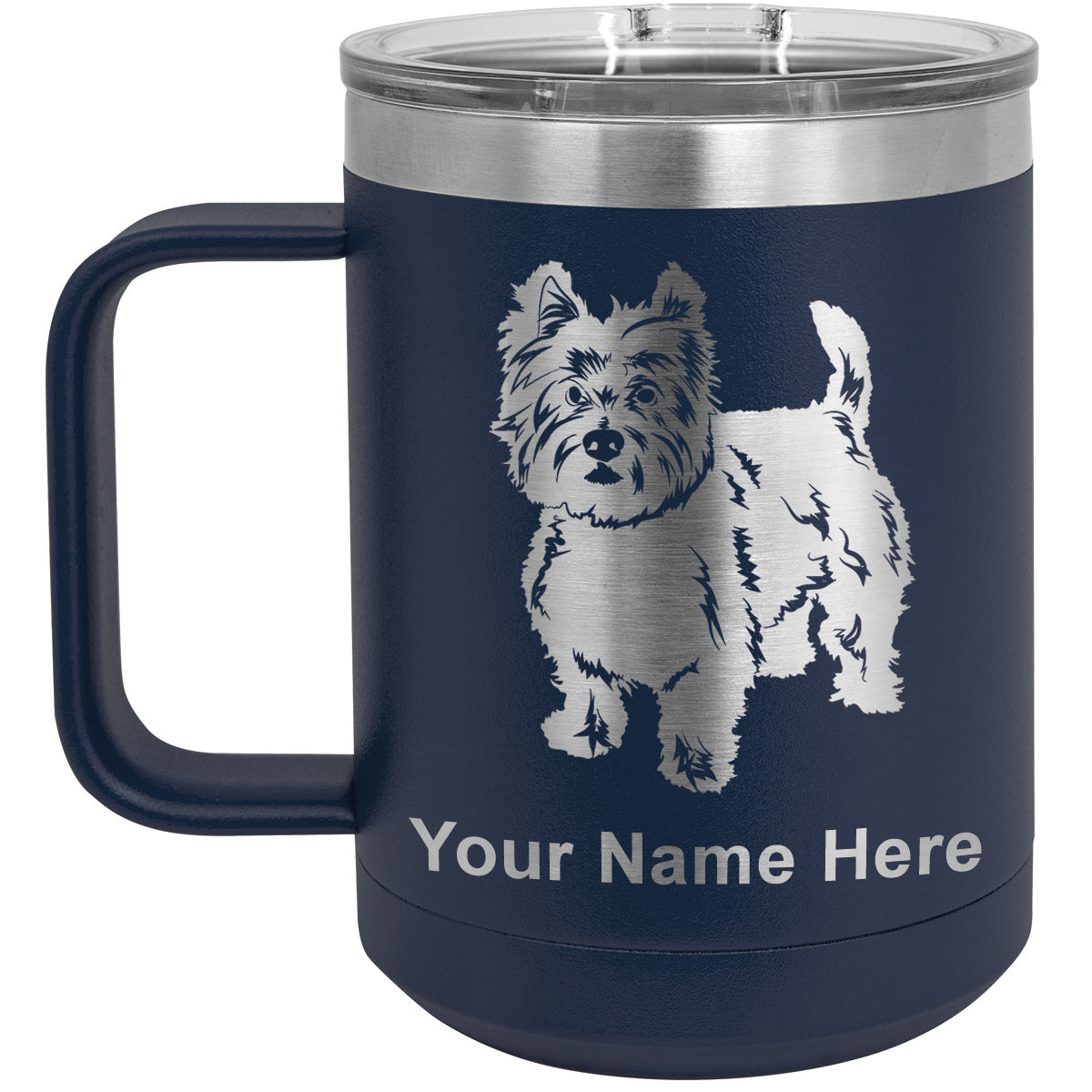 15oz Vacuum Insulated Coffee Mug, West Highland Terrier Dog, Personalized Engraving Included