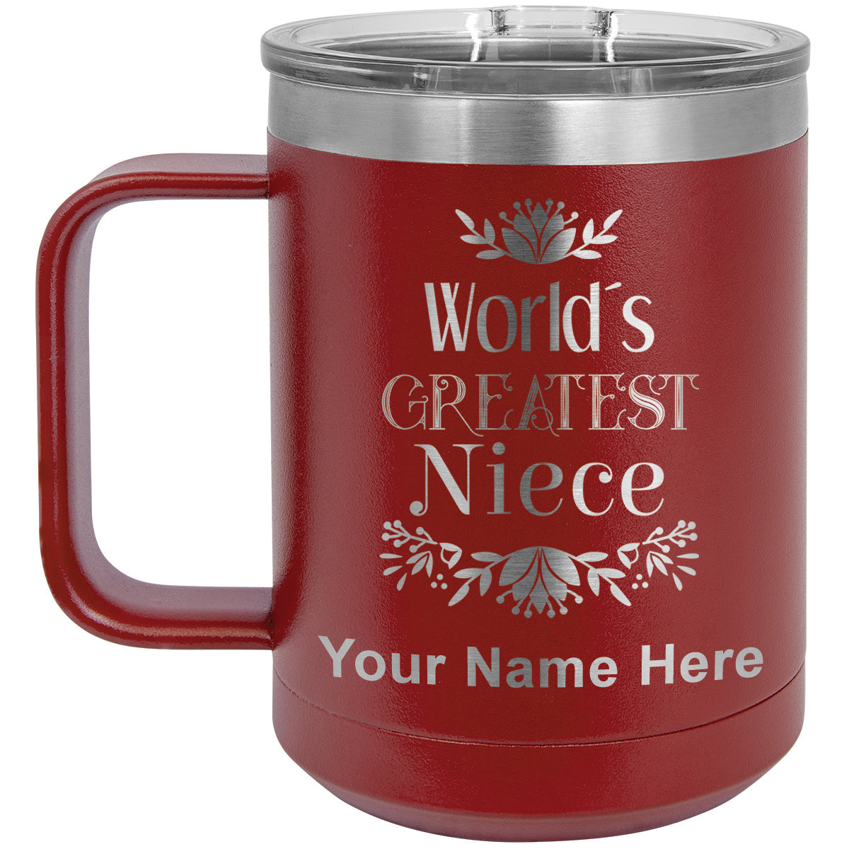 15oz Vacuum Insulated Coffee Mug, World's Greatest Niece, Personalized Engraving Included