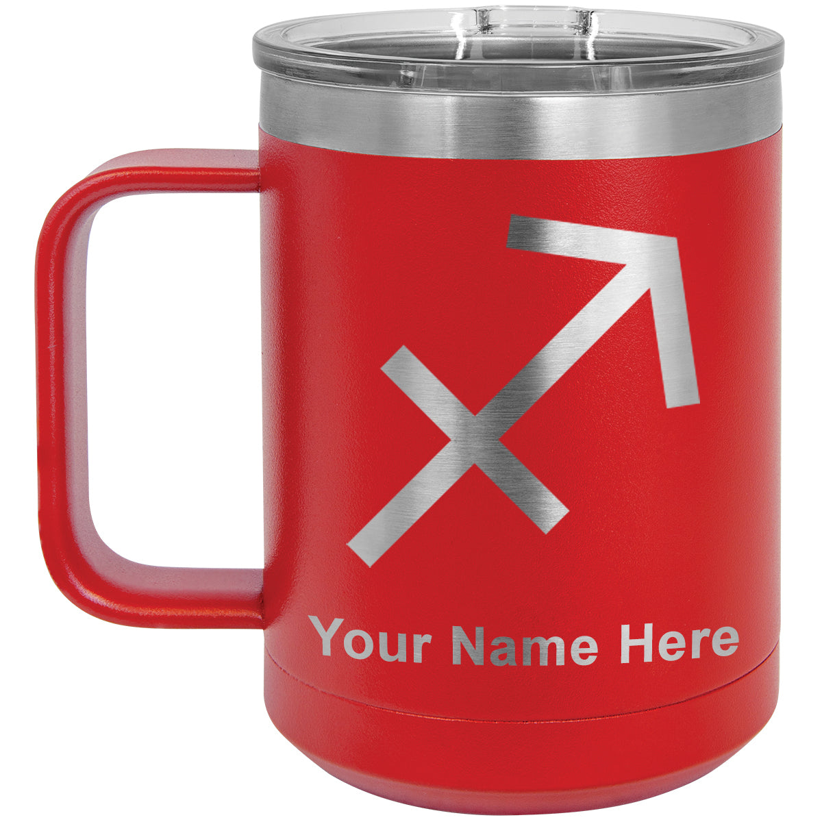 15oz Vacuum Insulated Coffee Mug, Zodiac Sign Sagittarius, Personalized Engraving Included