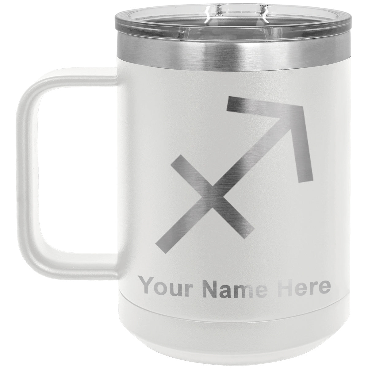 15oz Vacuum Insulated Coffee Mug, Zodiac Sign Sagittarius, Personalized Engraving Included