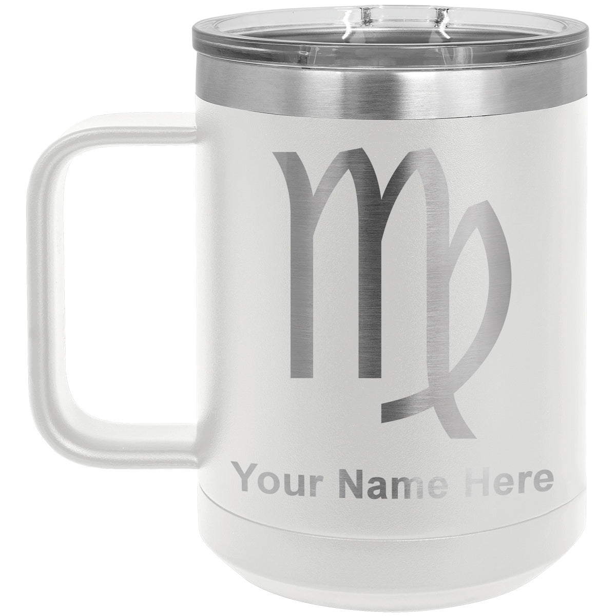 15oz Vacuum Insulated Coffee Mug, Zodiac Sign Virgo, Personalized Engraving Included