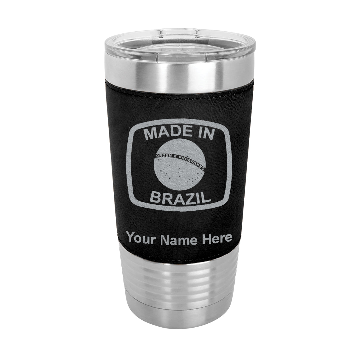 20oz Faux Leather Tumbler Mug, Made in Brazil, Personalized Engraving Included - LaserGram Custom Engraved Gifts