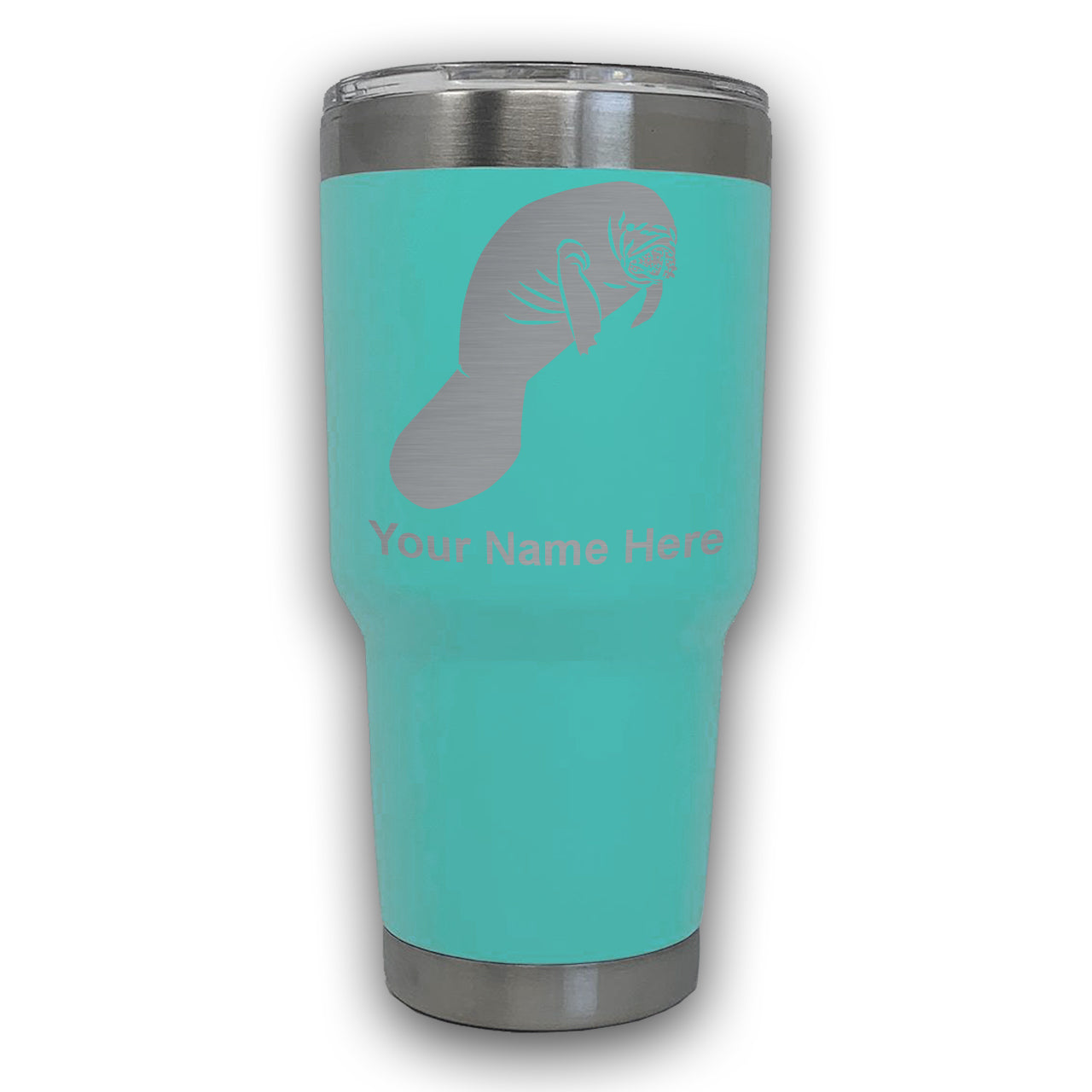 LaserGram 30oz Tumbler Mug, Manatee, Personalized Engraving Included