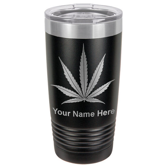 20oz Vacuum Insulated Tumbler Mug, Marijuana leaf, Personalized Engraving Included
