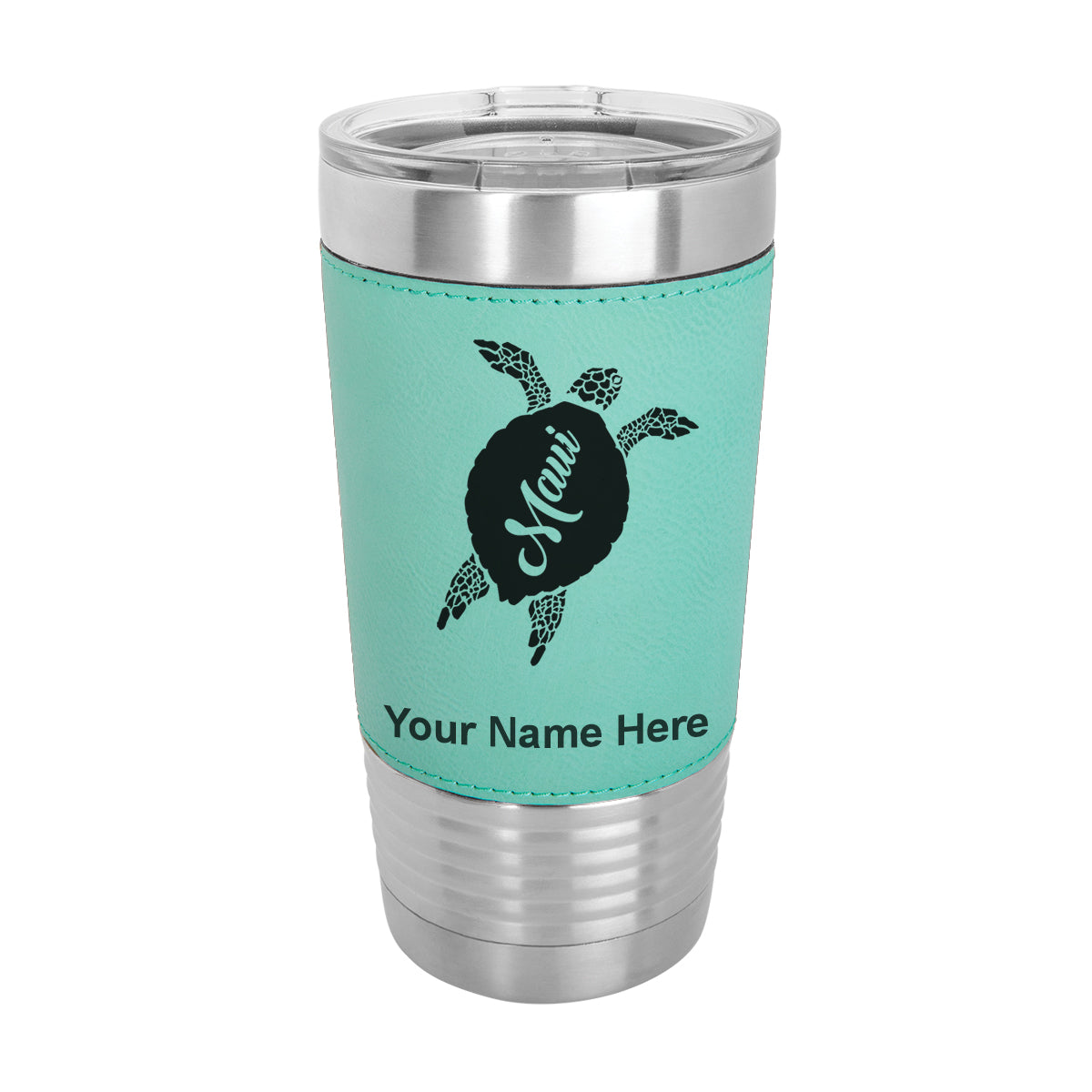 20oz Faux Leather Tumbler Mug, Maui Sea Turtle, Personalized Engraving Included - LaserGram Custom Engraved Gifts