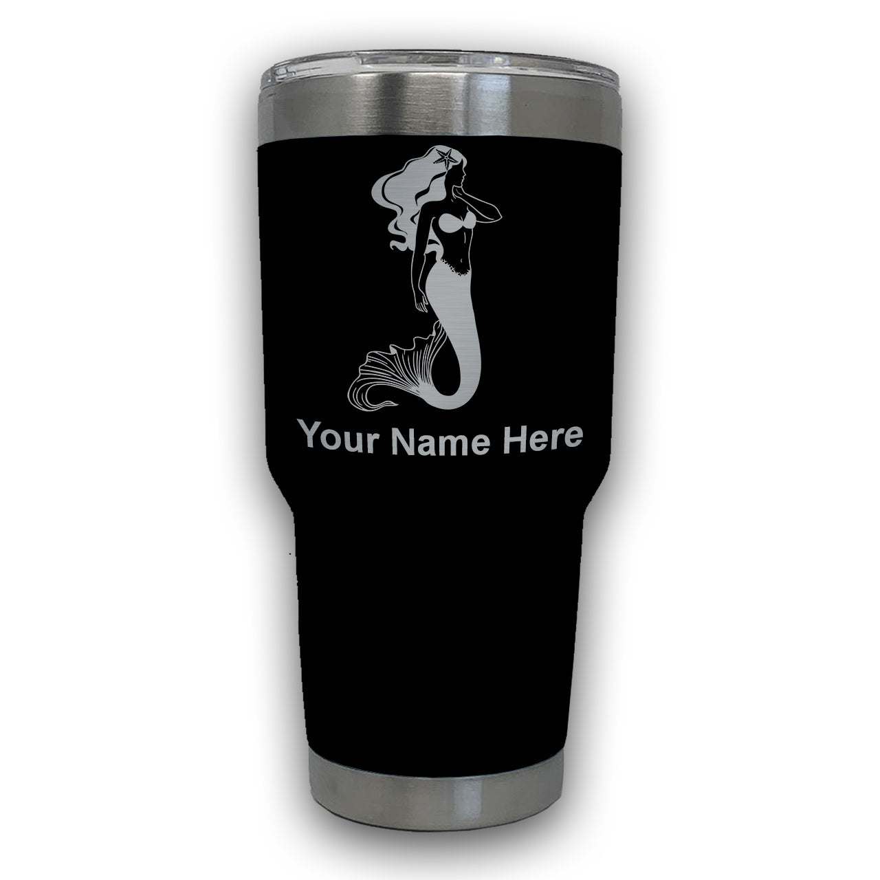 LaserGram 30oz Tumbler Mug, Mermaid, Personalized Engraving Included