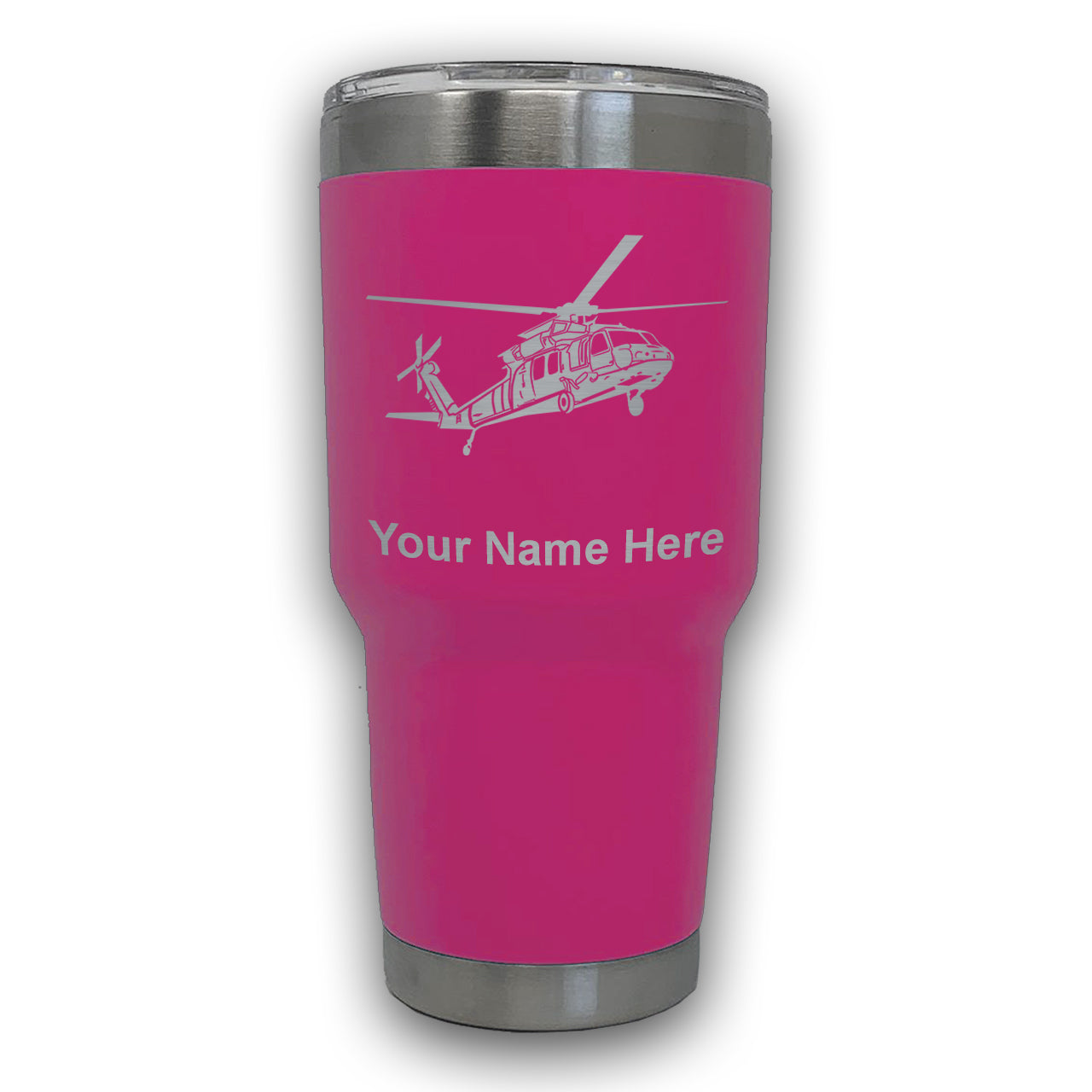 LaserGram 30oz Tumbler Mug, Military Helicopter 1, Personalized Engraving Included