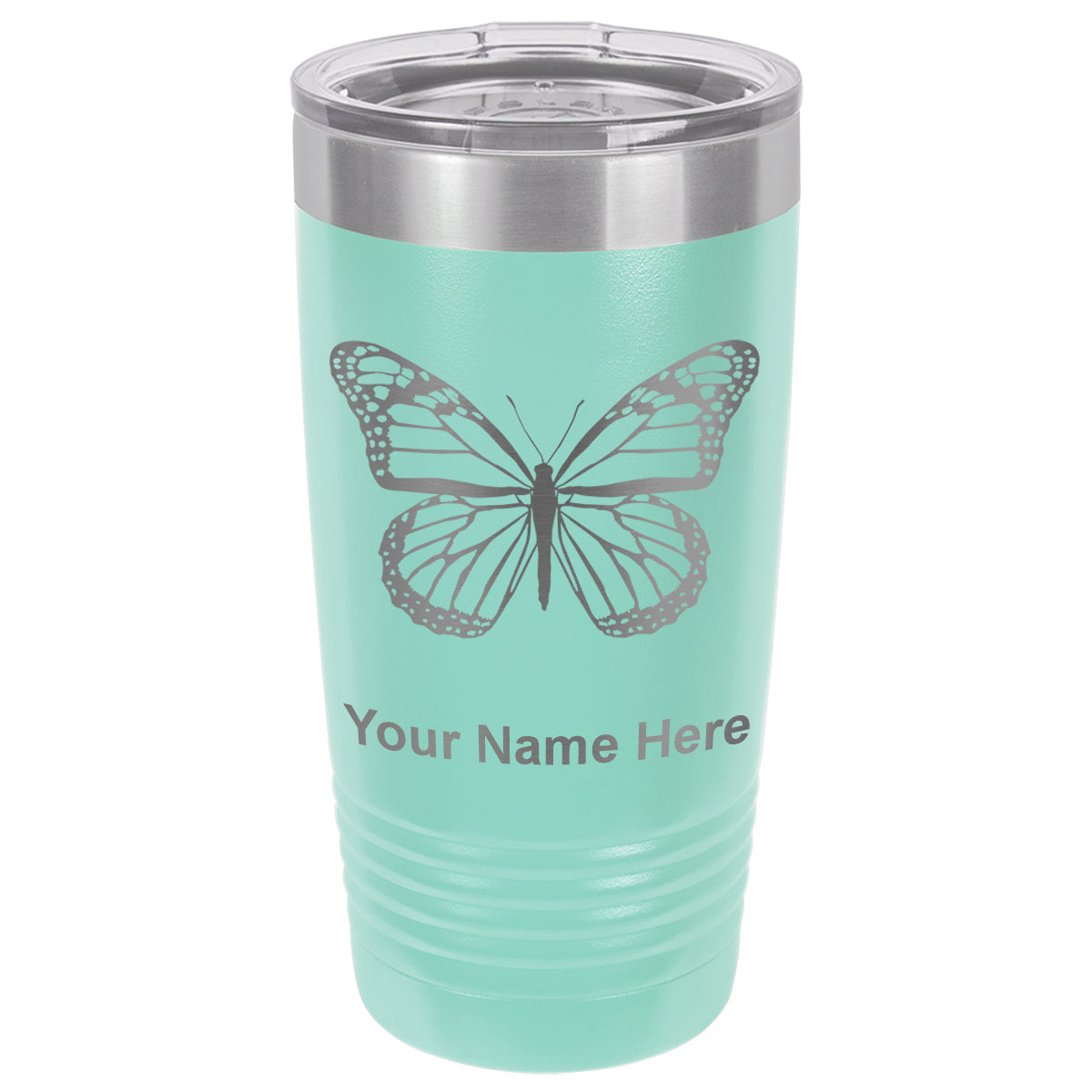 20oz Vacuum Insulated Tumbler Mug, Monarch Butterfly, Personalized Engraving Included