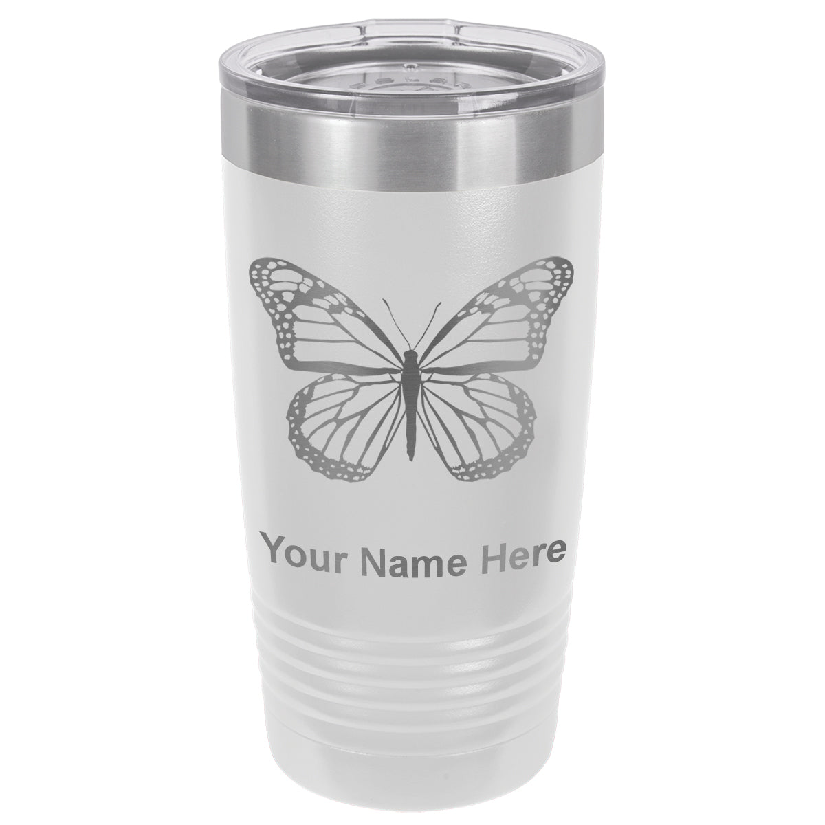 20oz Vacuum Insulated Tumbler Mug, Monarch Butterfly, Personalized Engraving Included
