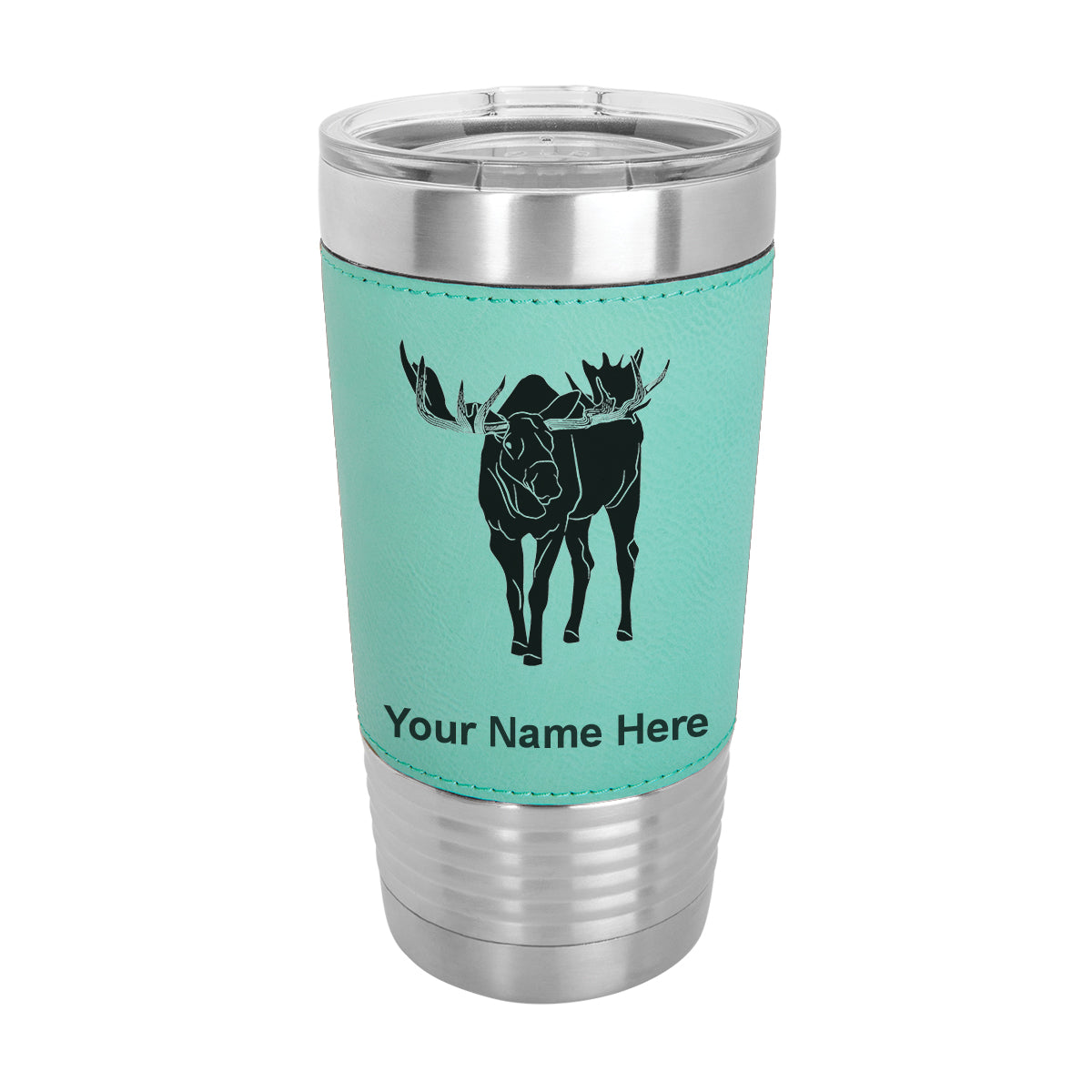 20oz Faux Leather Tumbler Mug, Moose, Personalized Engraving Included - LaserGram Custom Engraved Gifts