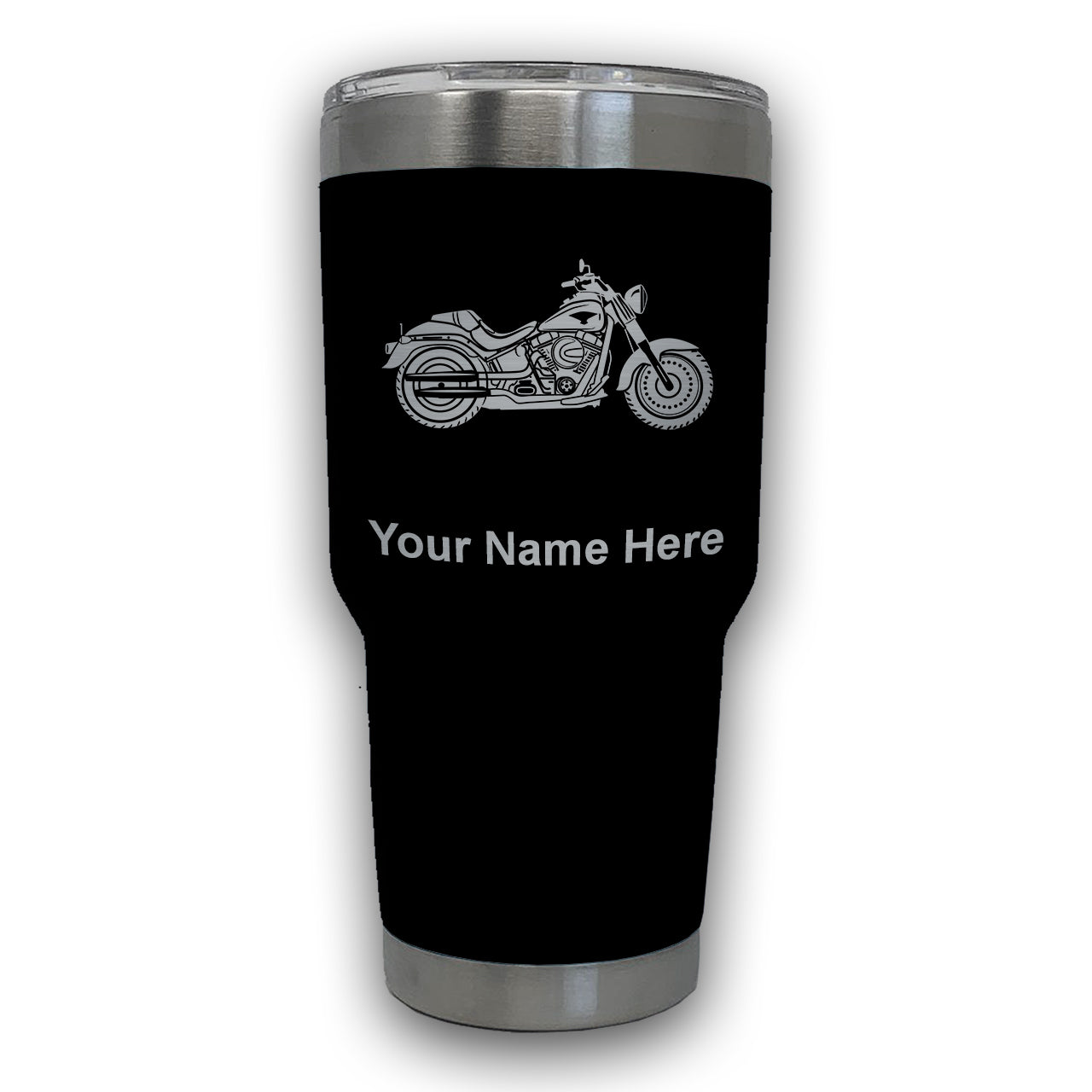 LaserGram 30oz Tumbler Mug, Motorcycle, Personalized Engraving Included