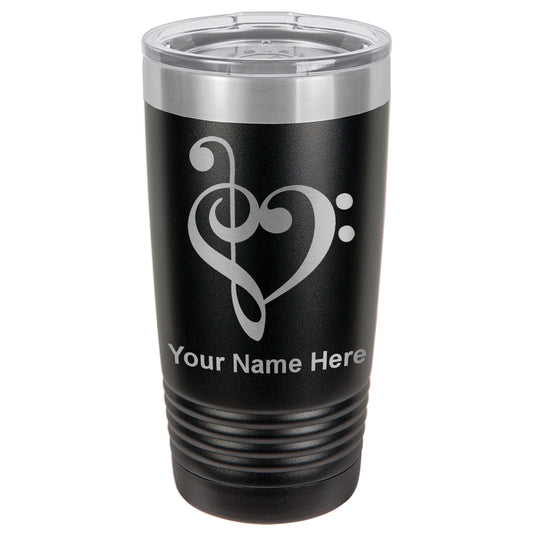 20oz Vacuum Insulated Tumbler Mug, Music Heart, Personalized Engraving Included