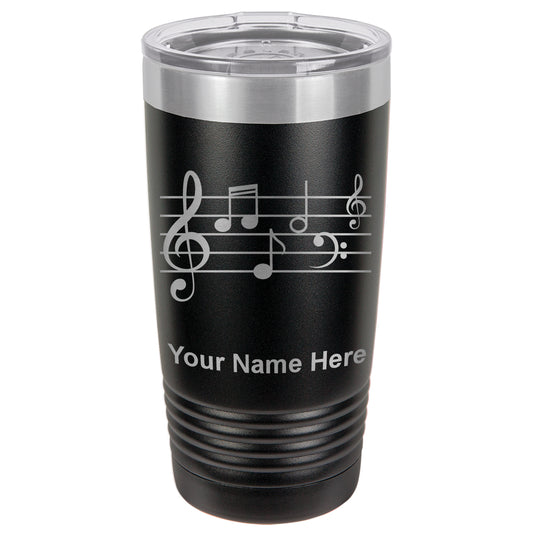 20oz Vacuum Insulated Tumbler Mug, Music Staff, Personalized Engraving Included