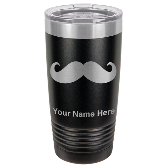20oz Vacuum Insulated Tumbler Mug, Mustache, Personalized Engraving Included
