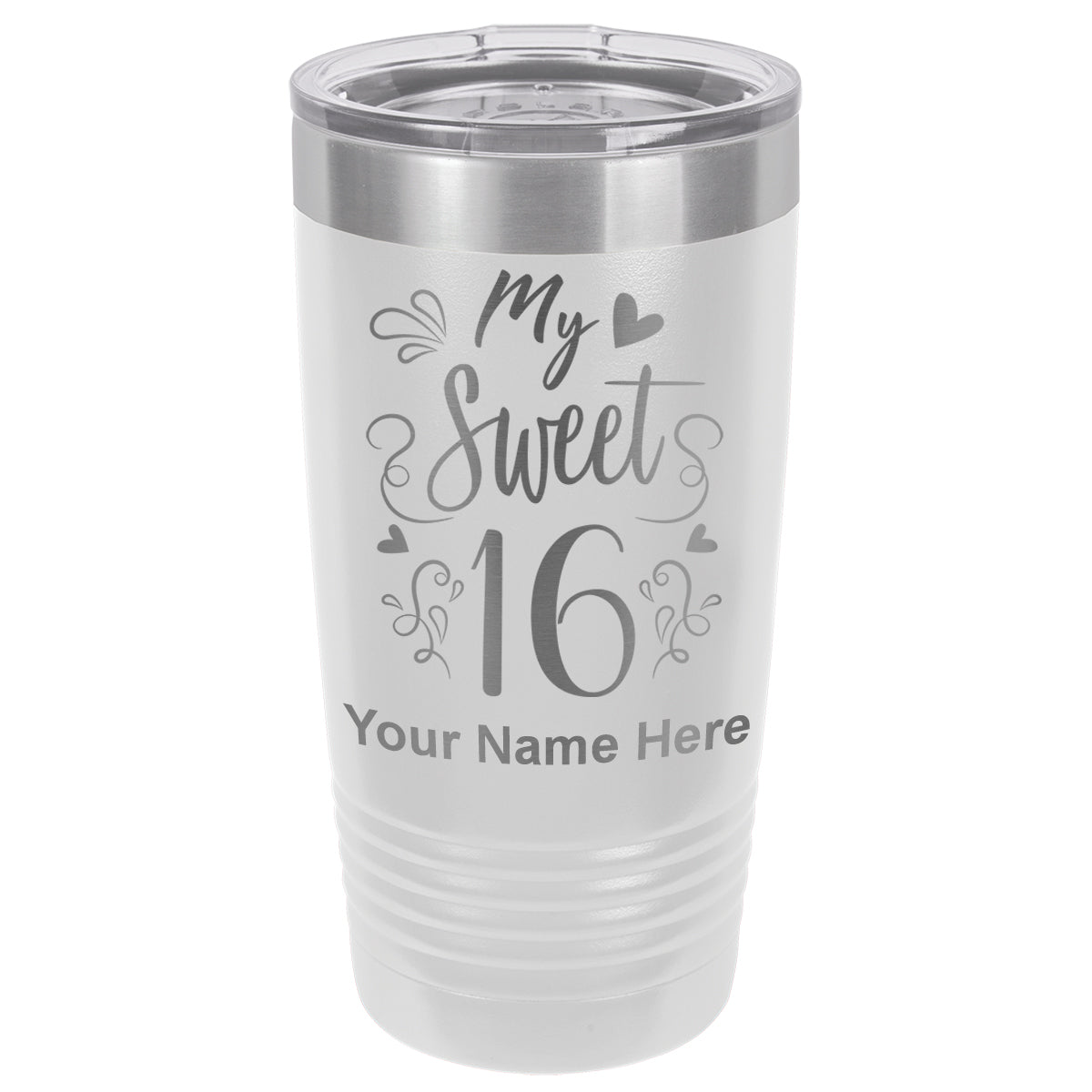 20oz Vacuum Insulated Tumbler Mug, My Sweet 16, Personalized Engraving Included