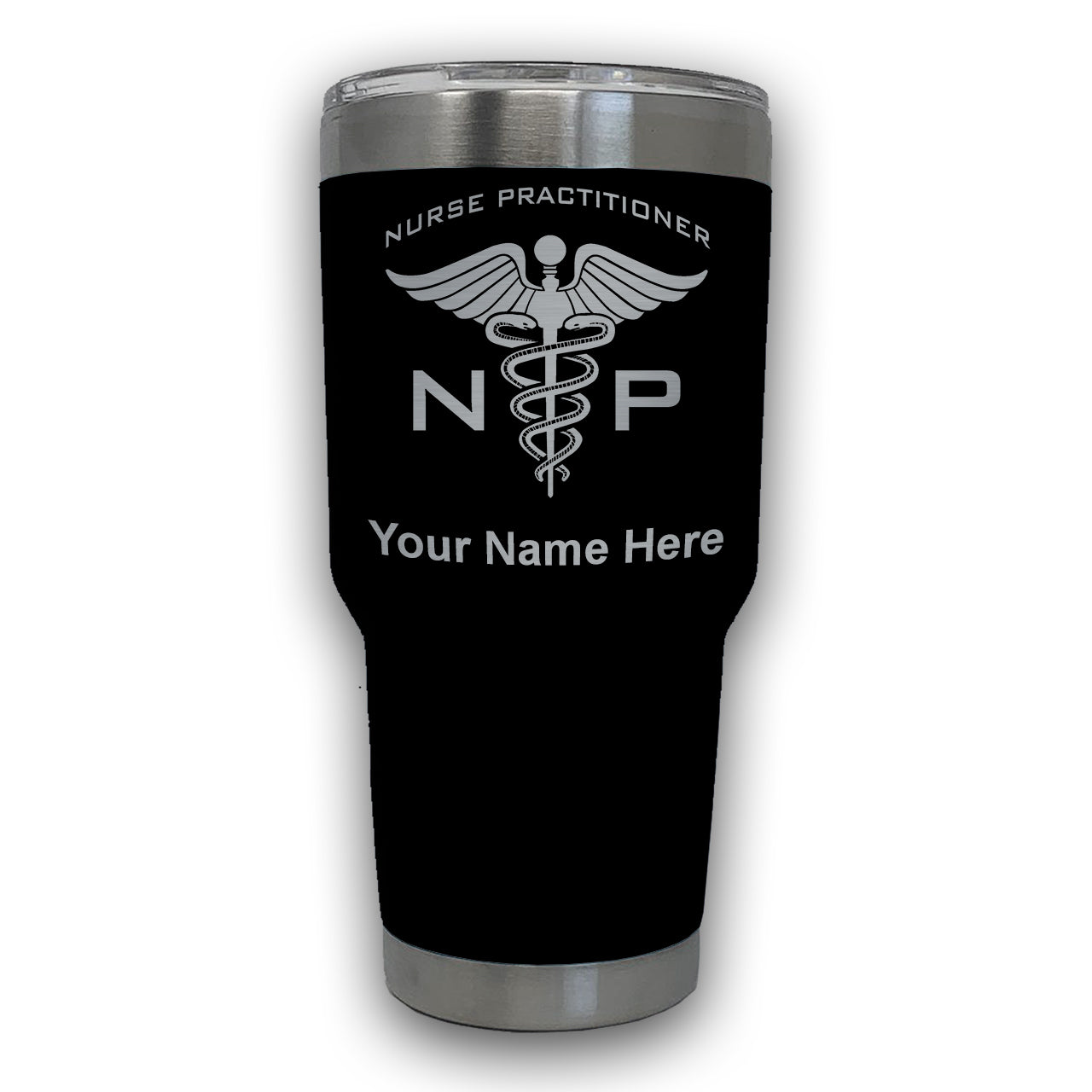 LaserGram 30oz Tumbler Mug, NP Nurse Practitioner, Personalized Engraving Included