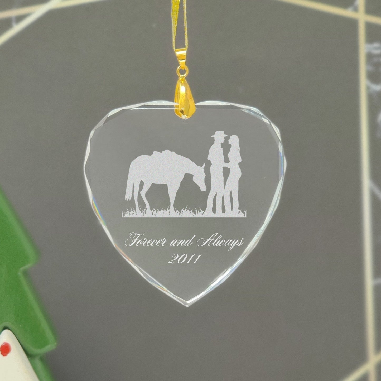 LaserGram Christmas Ornament, Butterflies, Personalized Engraving Included (Heart Shape)