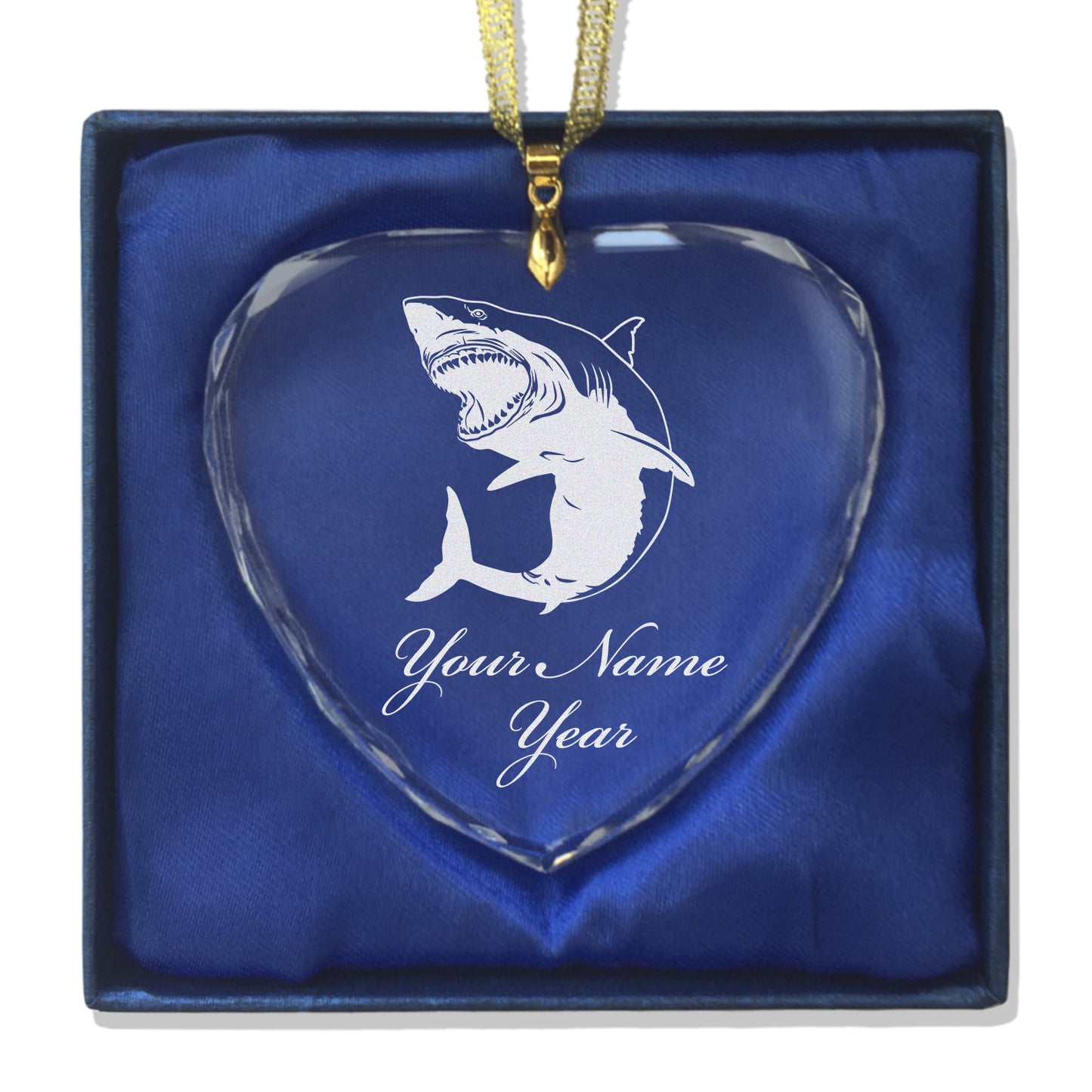 LaserGram Christmas Ornament, Great White Shark, Personalized Engraving Included (Heart Shape)