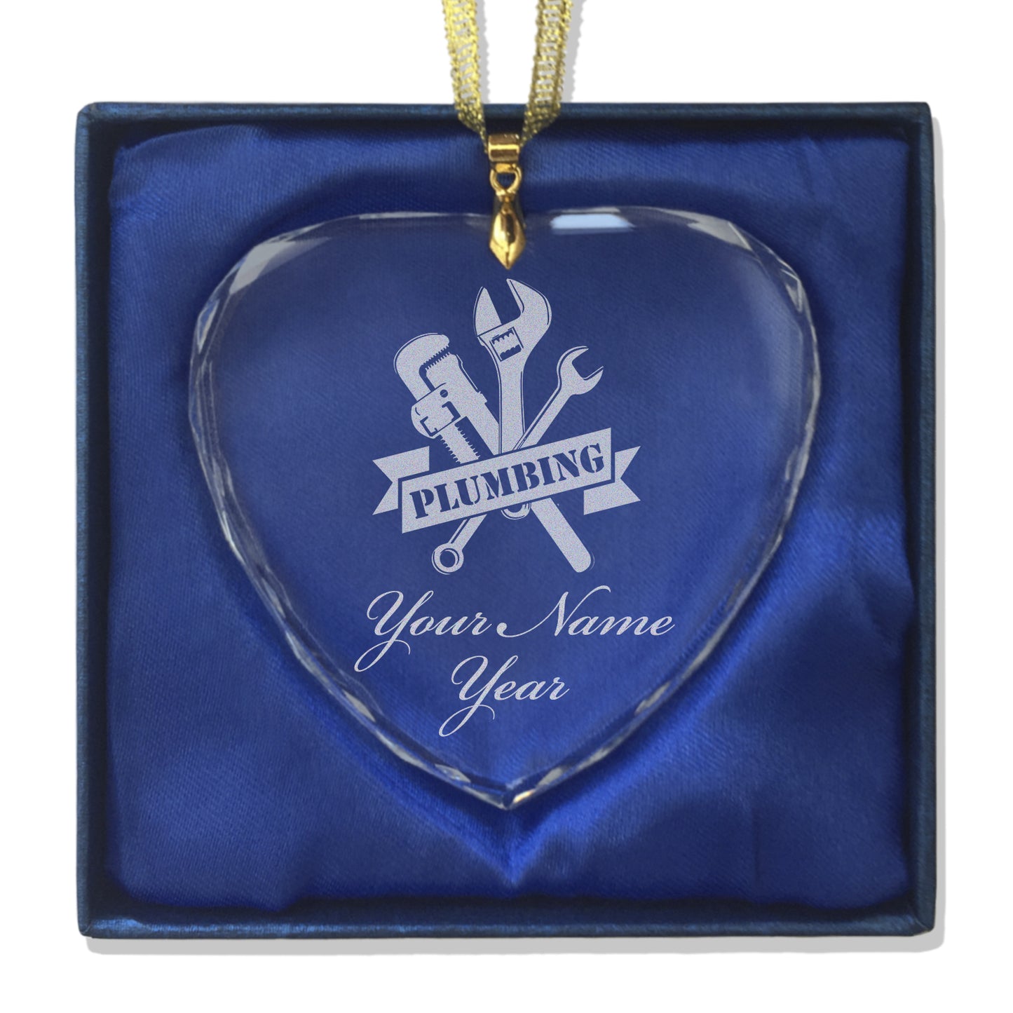 LaserGram Christmas Ornament, Plumbing, Personalized Engraving Included (Heart Shape)