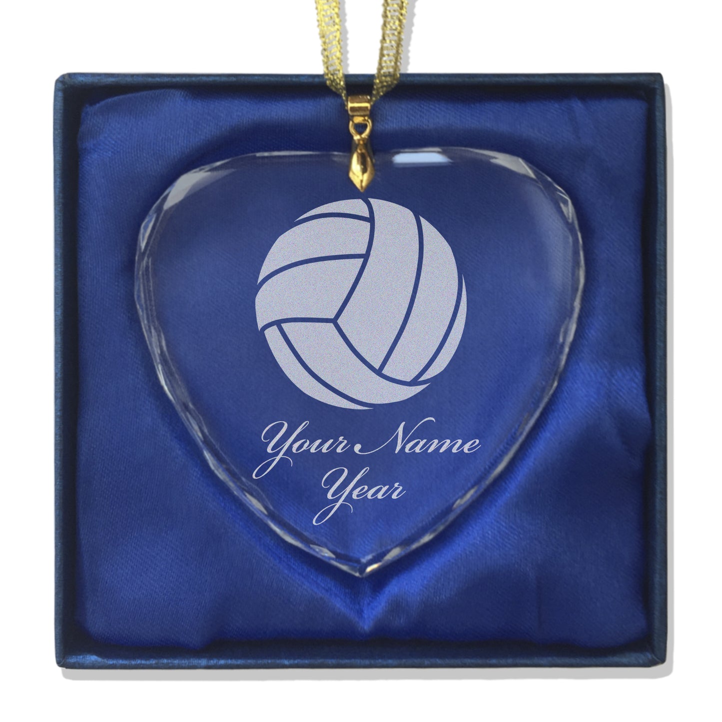 LaserGram Christmas Ornament, Volleyball Ball, Personalized Engraving Included (Heart Shape)
