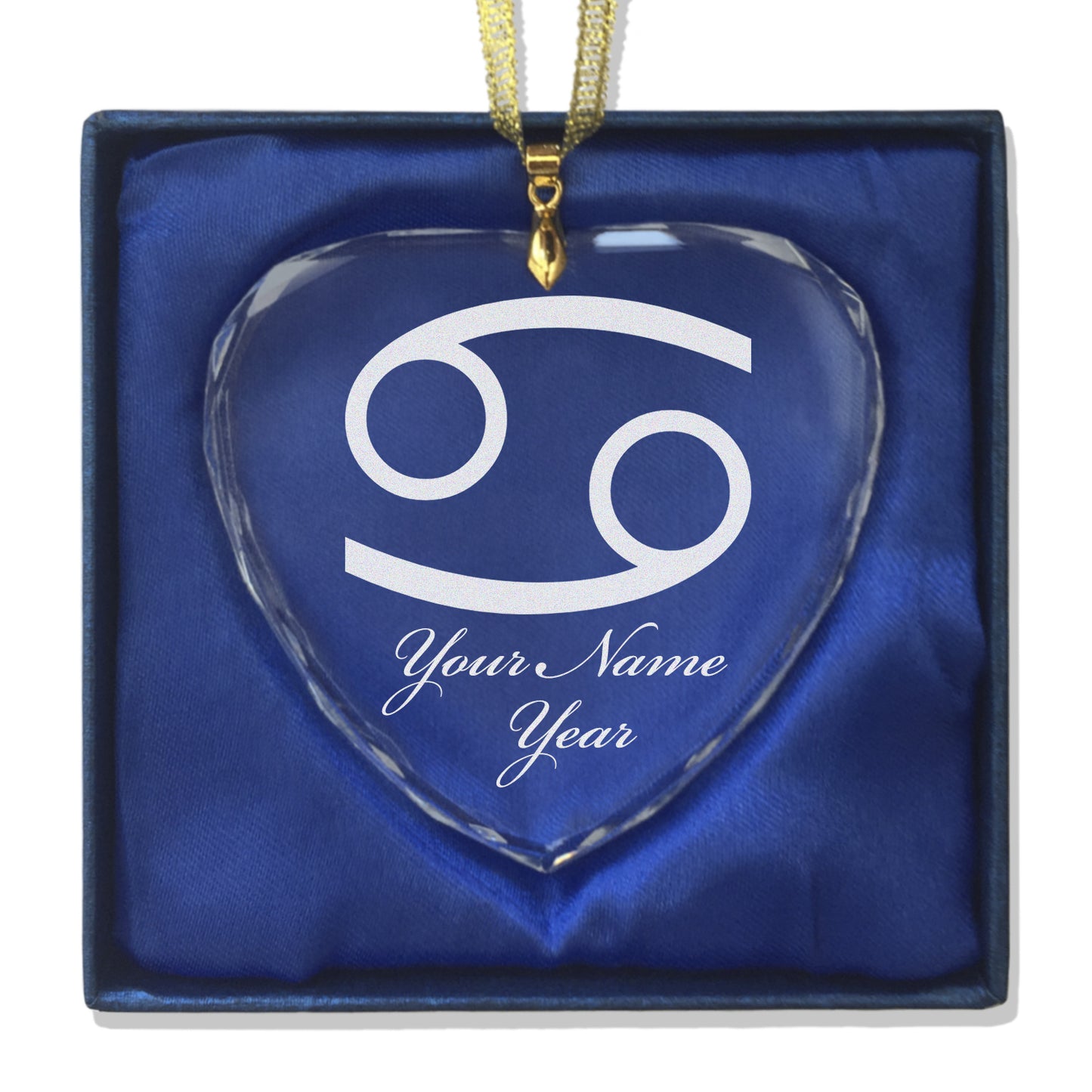 LaserGram Christmas Ornament, Zodiac Sign Cancer, Personalized Engraving Included (Heart Shape)