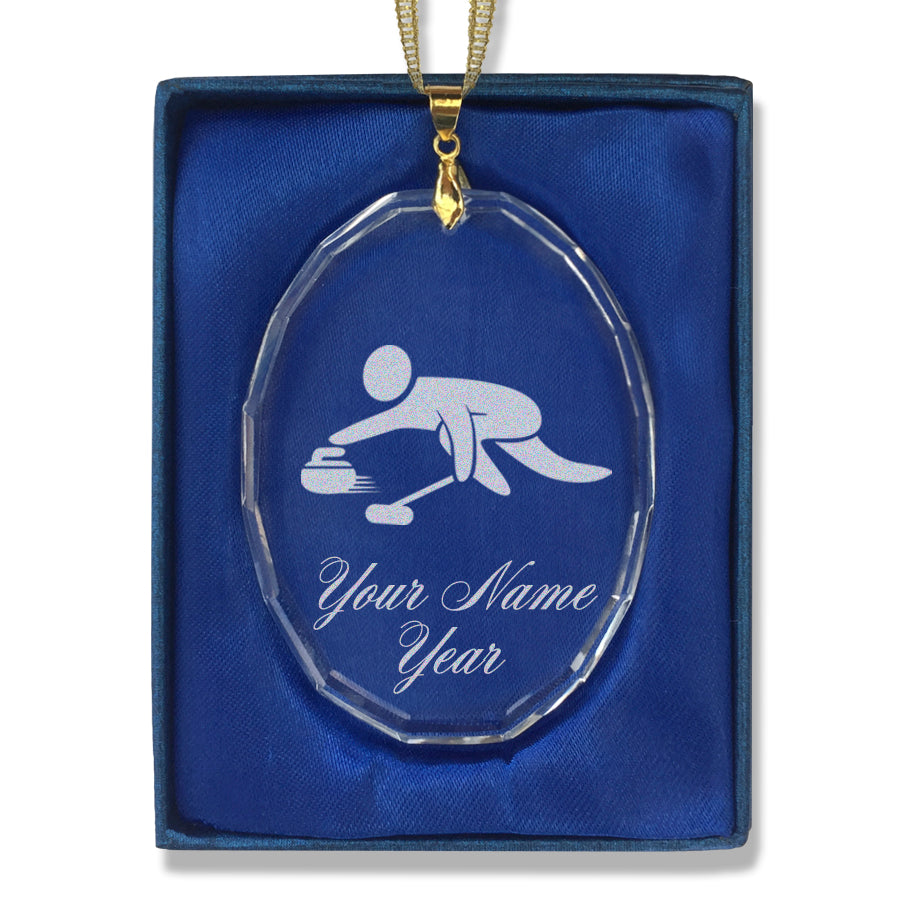 LaserGram Christmas Ornament, Curling Figure, Personalized Engraving Included (Oval Shape)