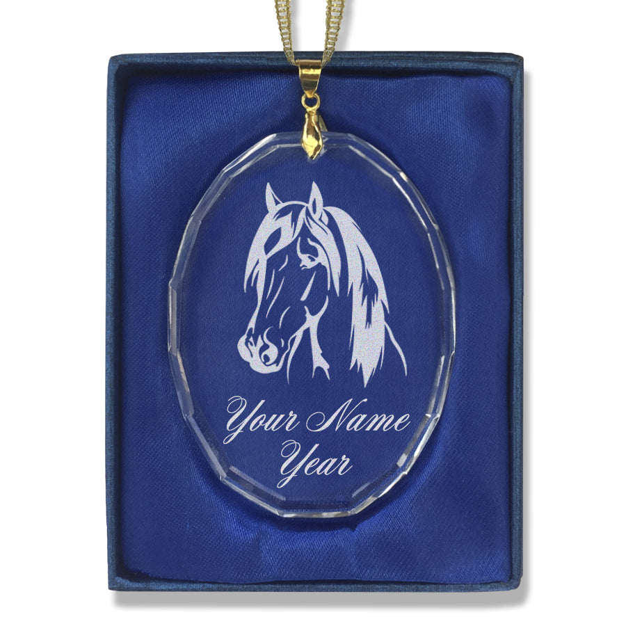 LaserGram Christmas Ornament, Horse Head 1, Personalized Engraving Included (Oval Shape)