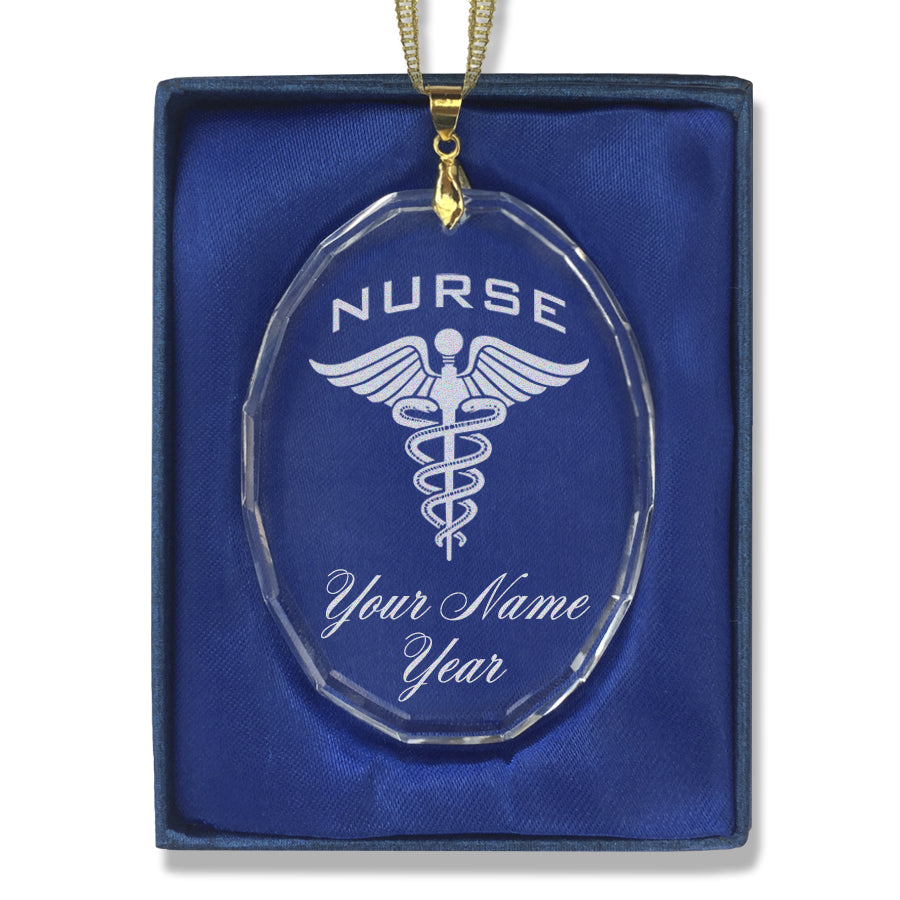 LaserGram Christmas Ornament, Nurse, Personalized Engraving Included (Oval Shape)