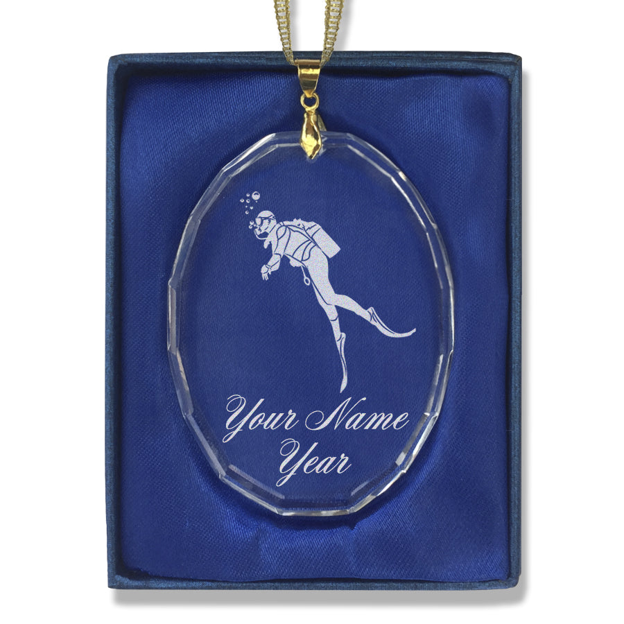 LaserGram Christmas Ornament, Scuba Diver, Personalized Engraving Included (Oval Shape)